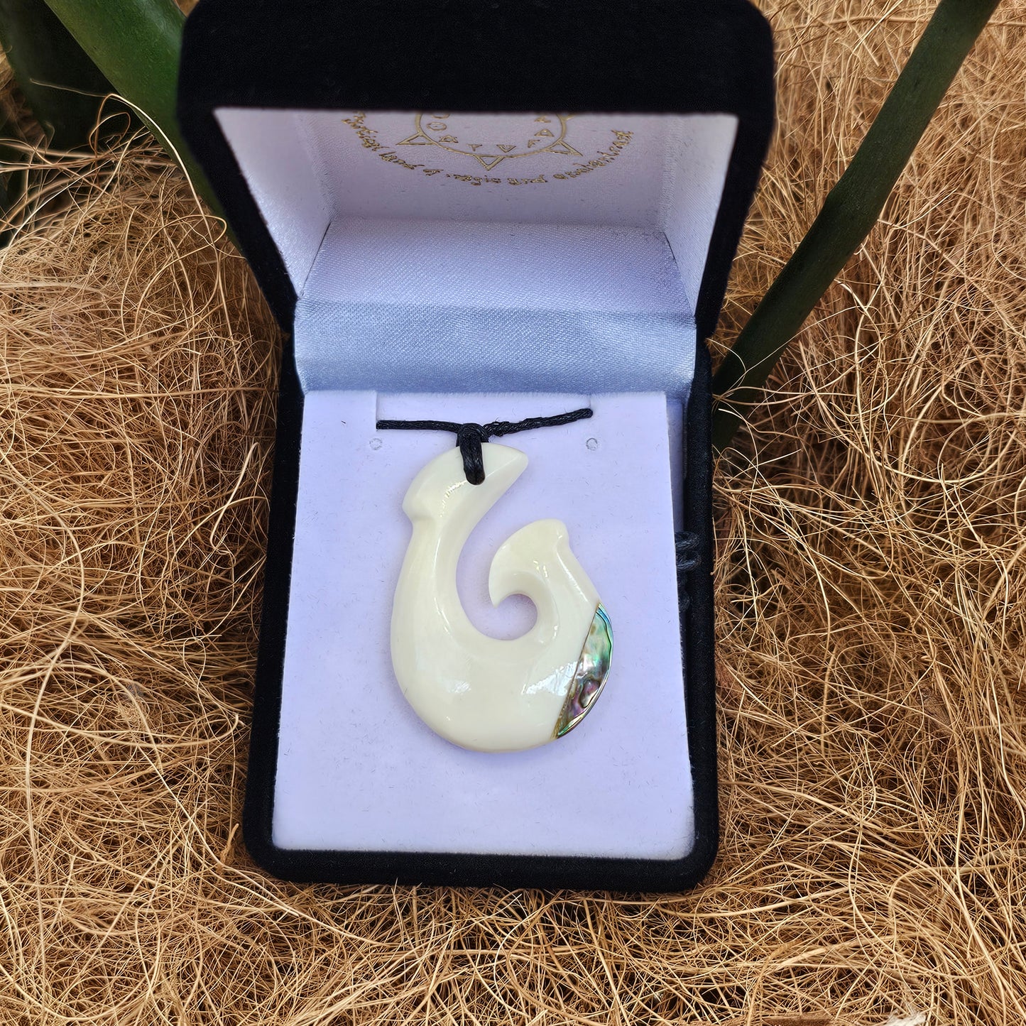 Handcarved Bone Pendant with Paua - Rivendell Shop