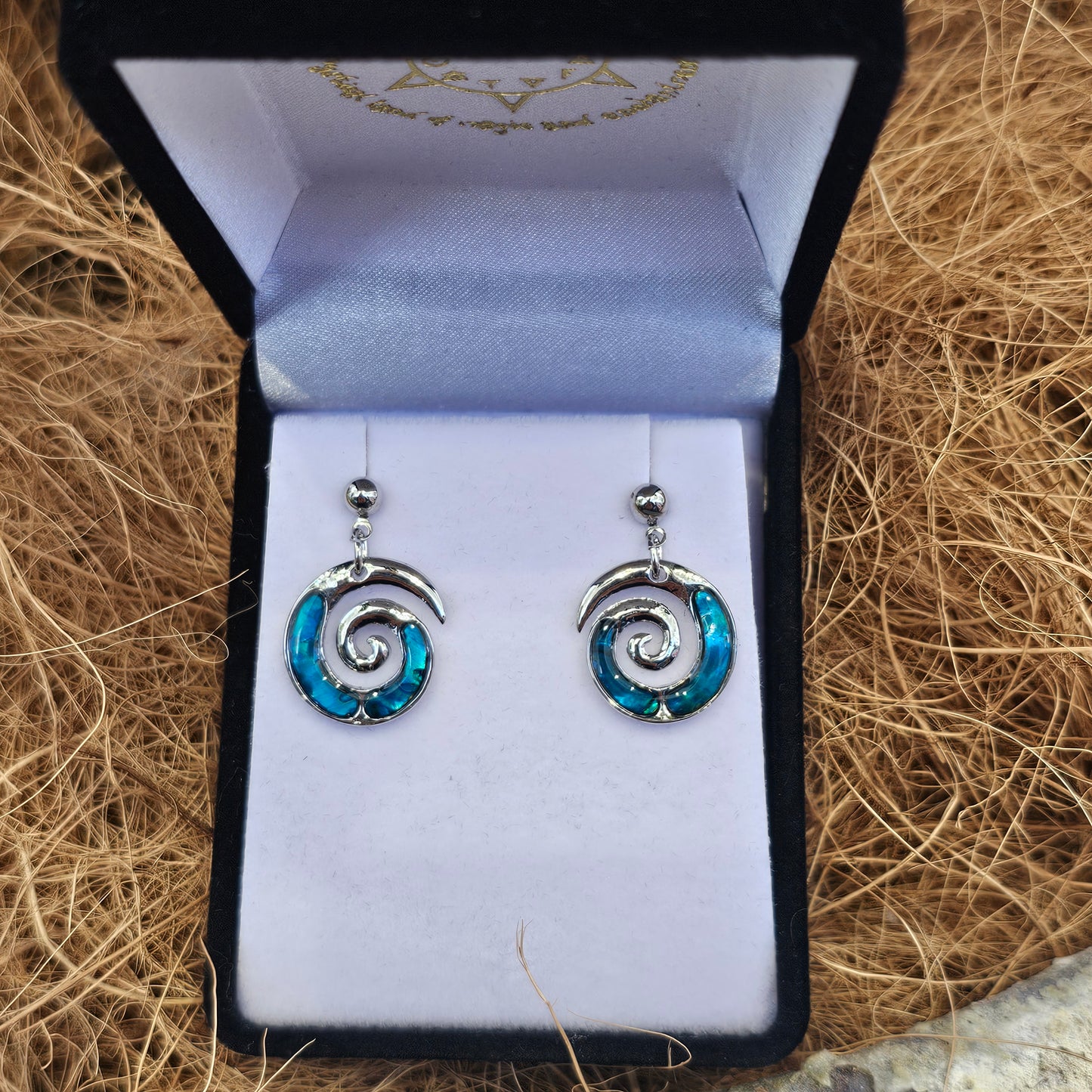 Paua Earrings - Koru Studs - Rivendell Shop
