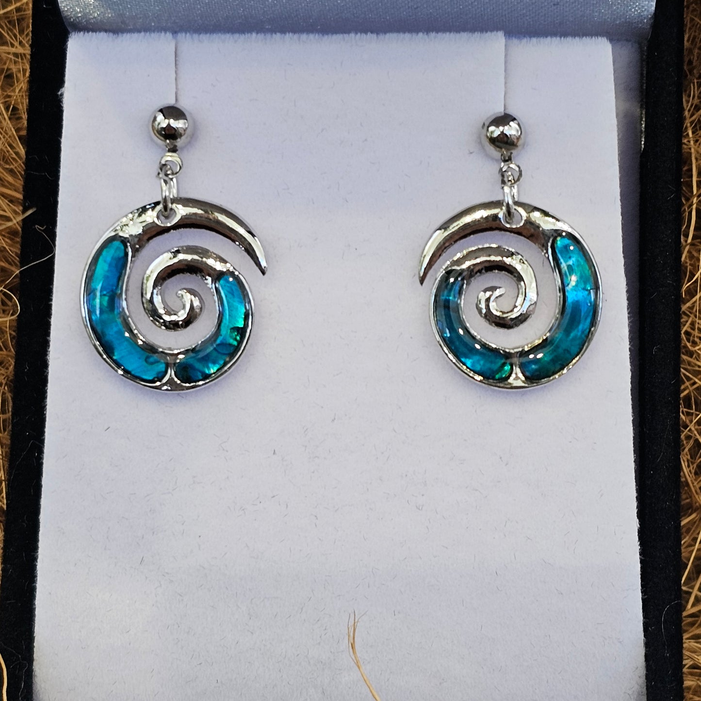 Paua Earrings - Koru Studs - Rivendell Shop