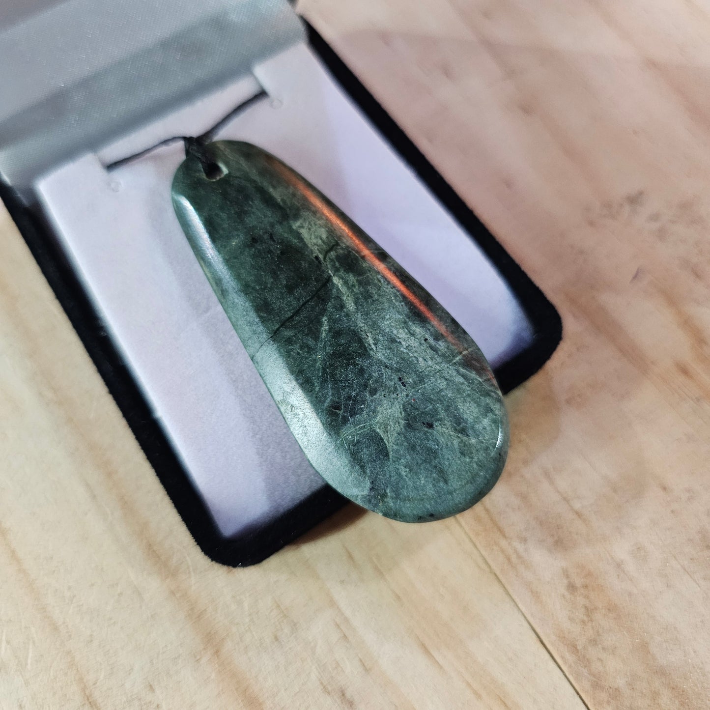 Natural Greenstone Pendant - 60 x 30 mm - Rivendell Shop