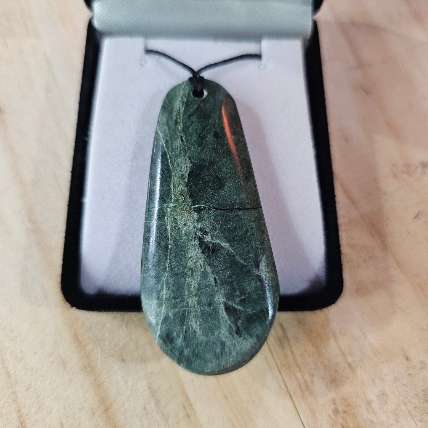Natural Greenstone Pendant - 60 x 30 mm - Rivendell Shop