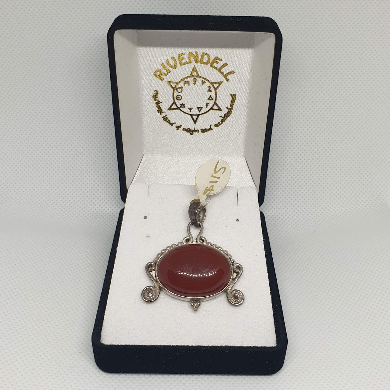Carnelian 925 Sterling Silver Pendant with Setting Detail - Rivendell Shop