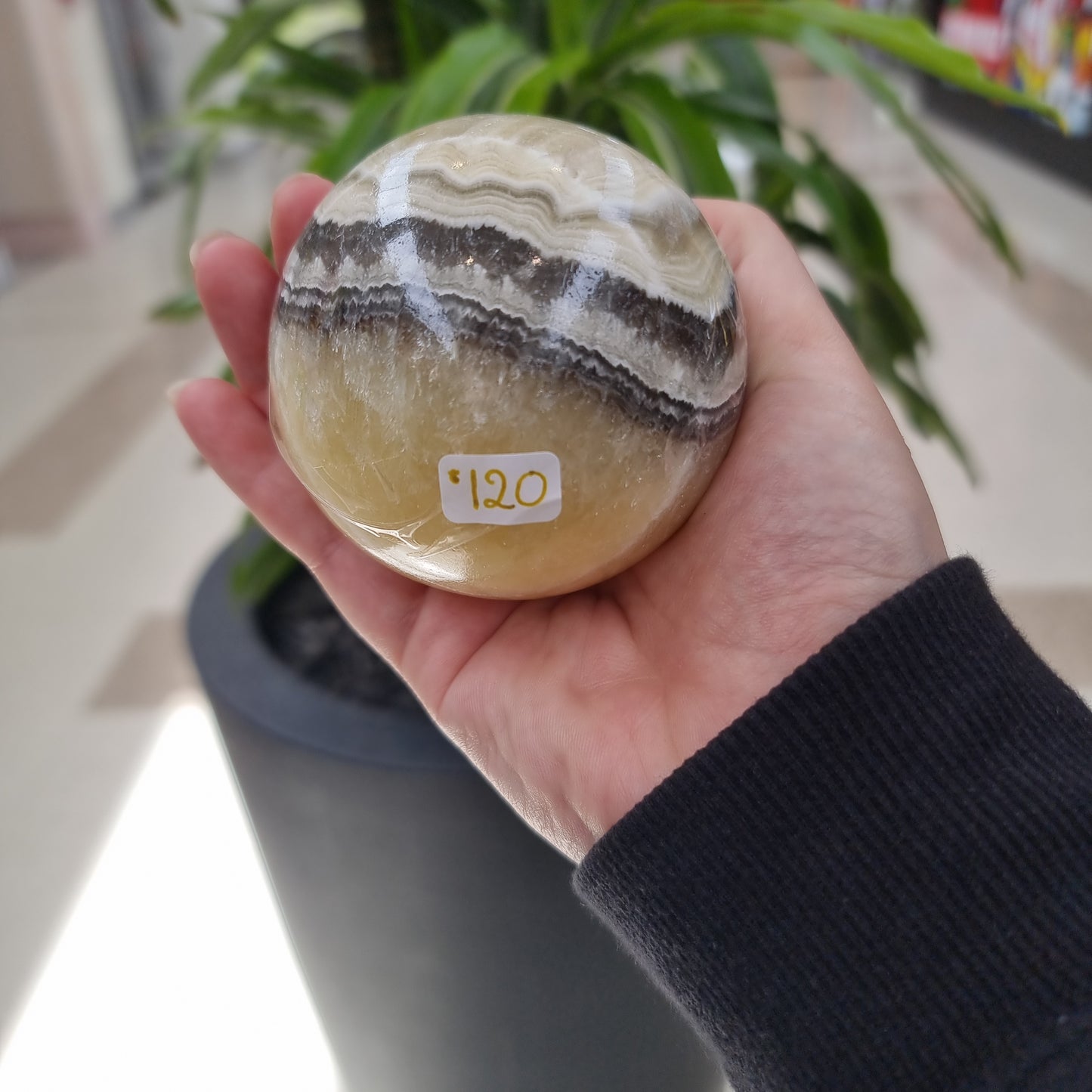 Zebra calcite sphere - Rivendell Shop