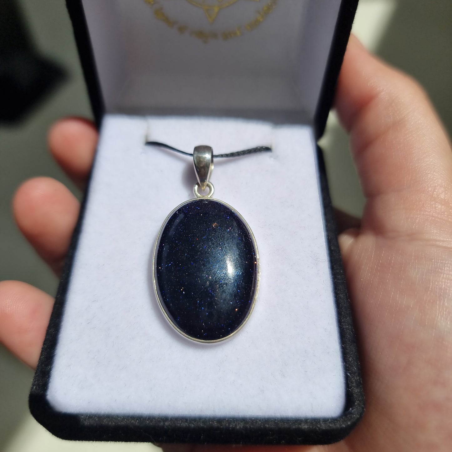 Blue goldstone pendant - Rivendell Shop
