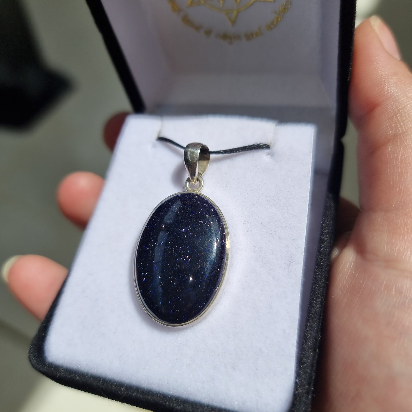 Blue goldstone pendant - Rivendell Shop