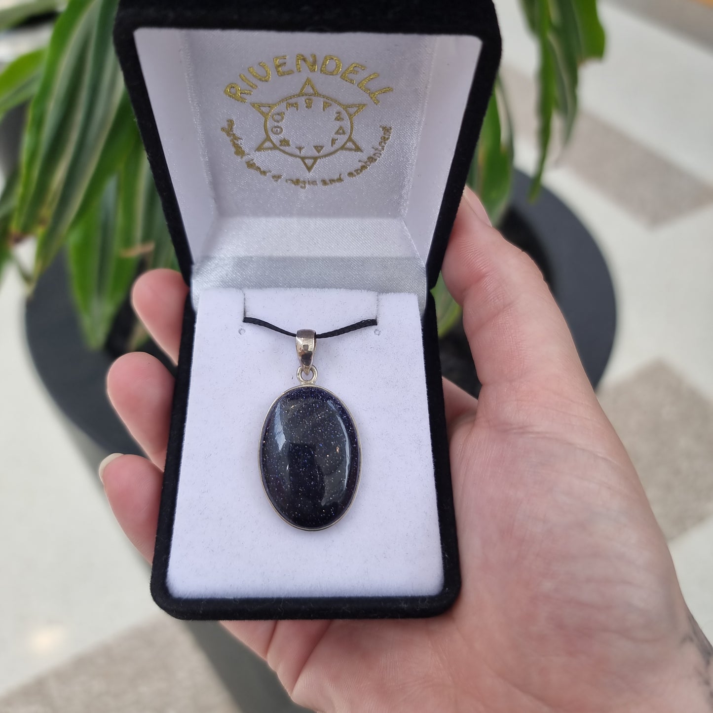 Blue goldstone pendant - Rivendell Shop