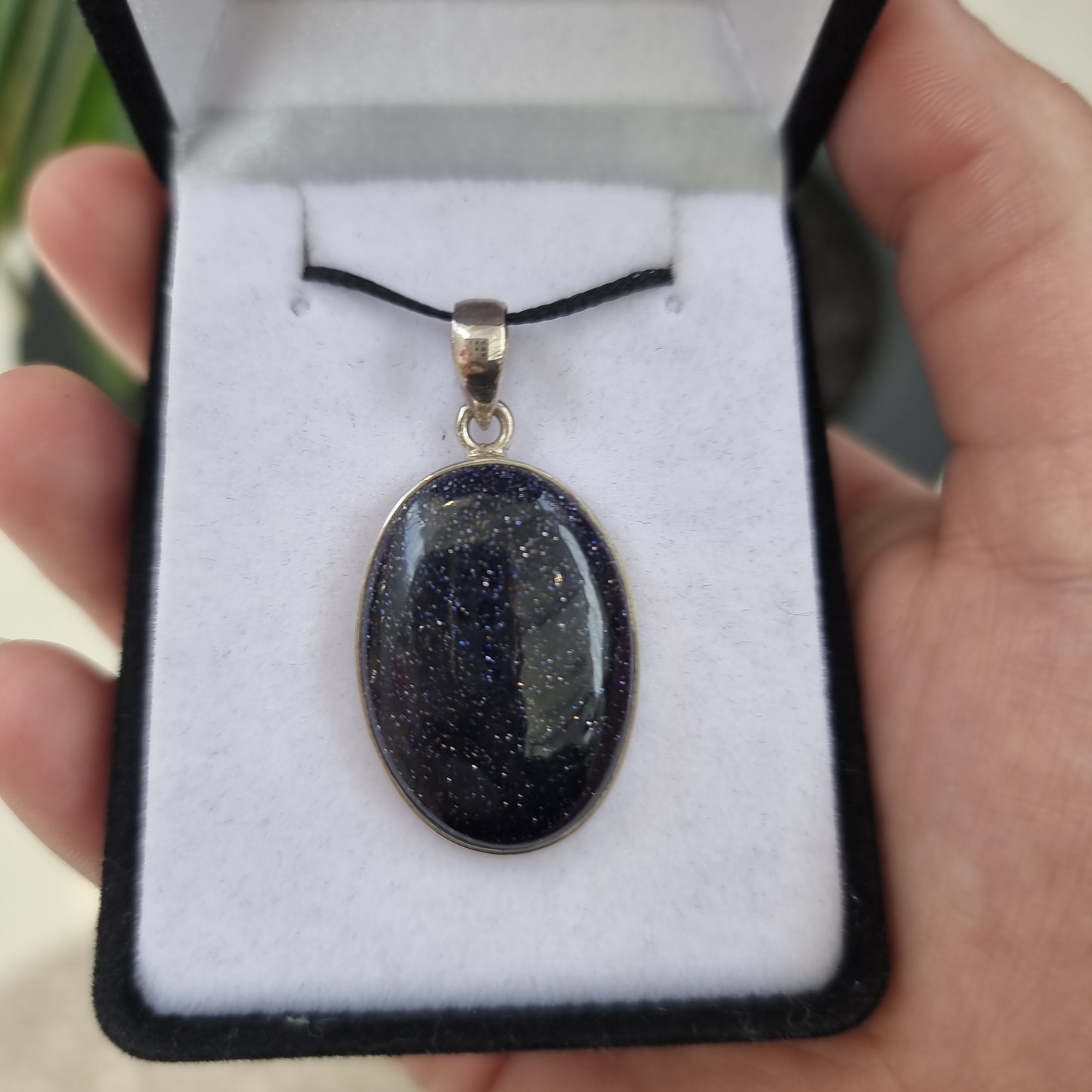 Blue goldstone pendant - Rivendell Shop