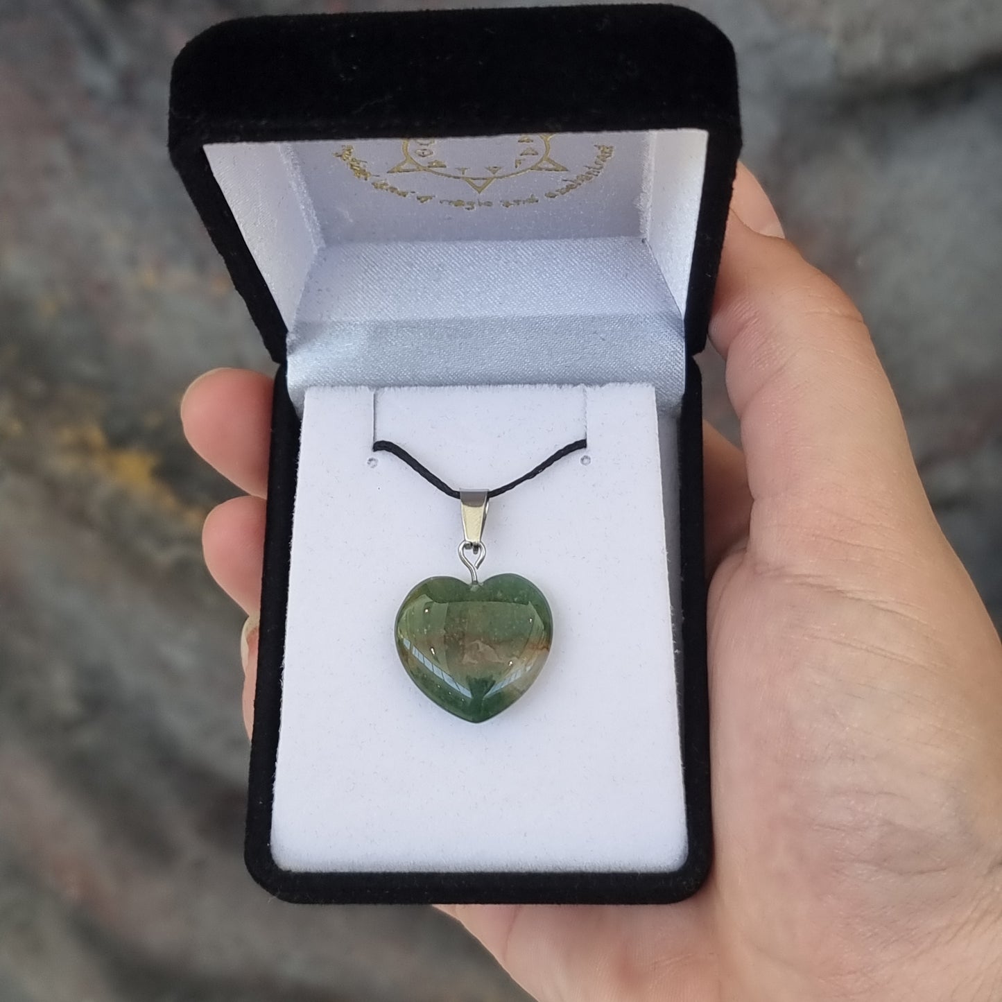 Indian Agate heart pendant - Rivendell Shop