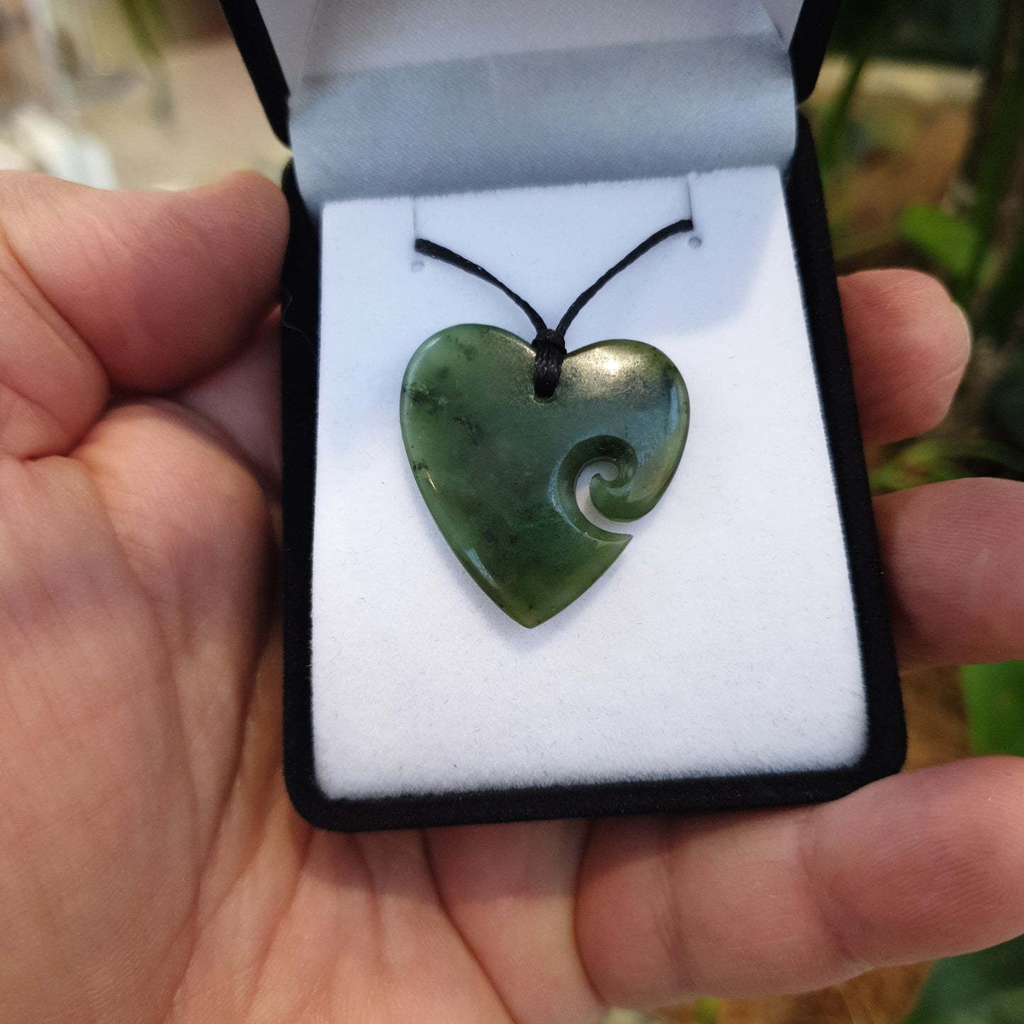 Heart Greenstone Pendant with Koru indentation - Rivendell Shop