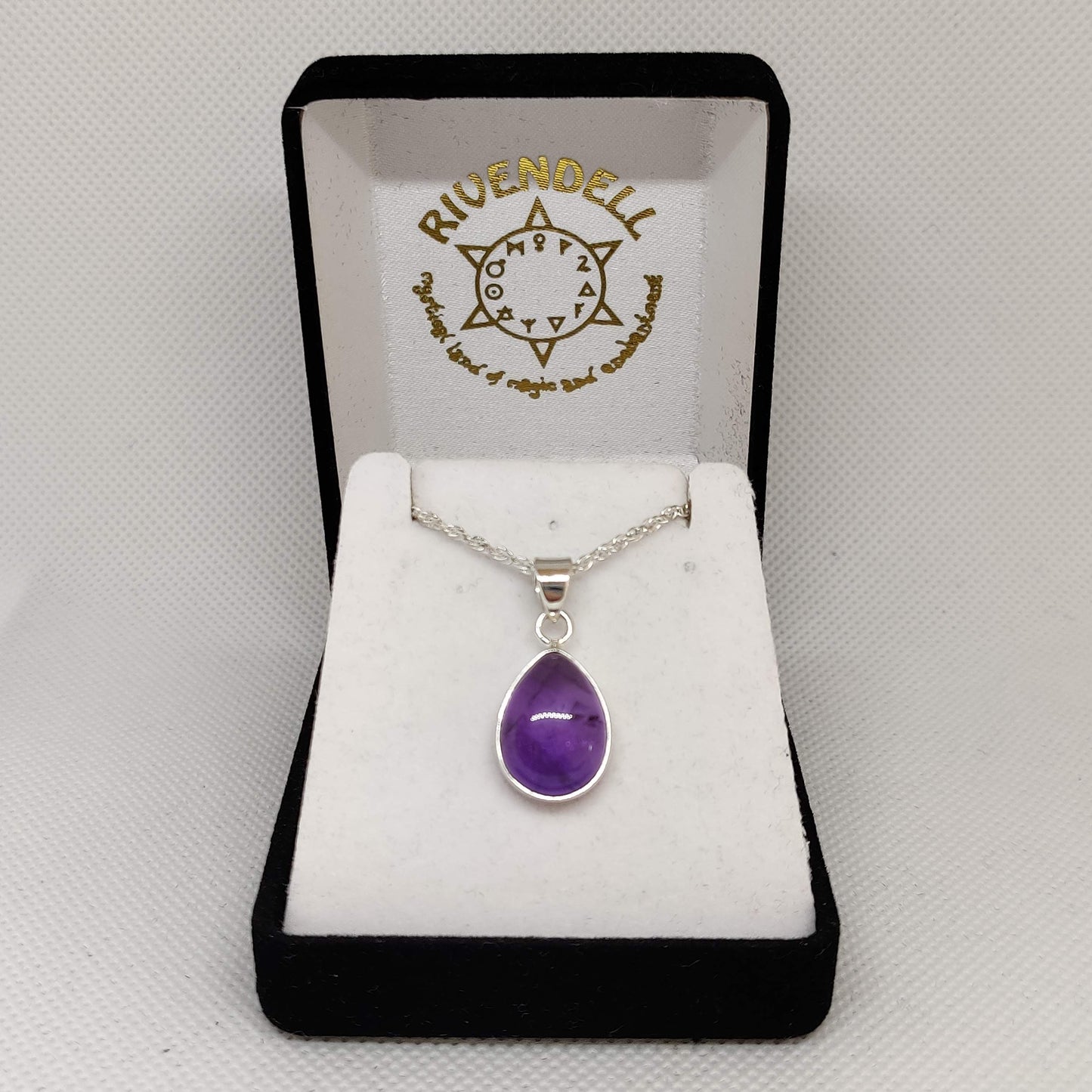 Teardrop Amethyst 925 Sterling Silver Pendant - Rivendell Shop