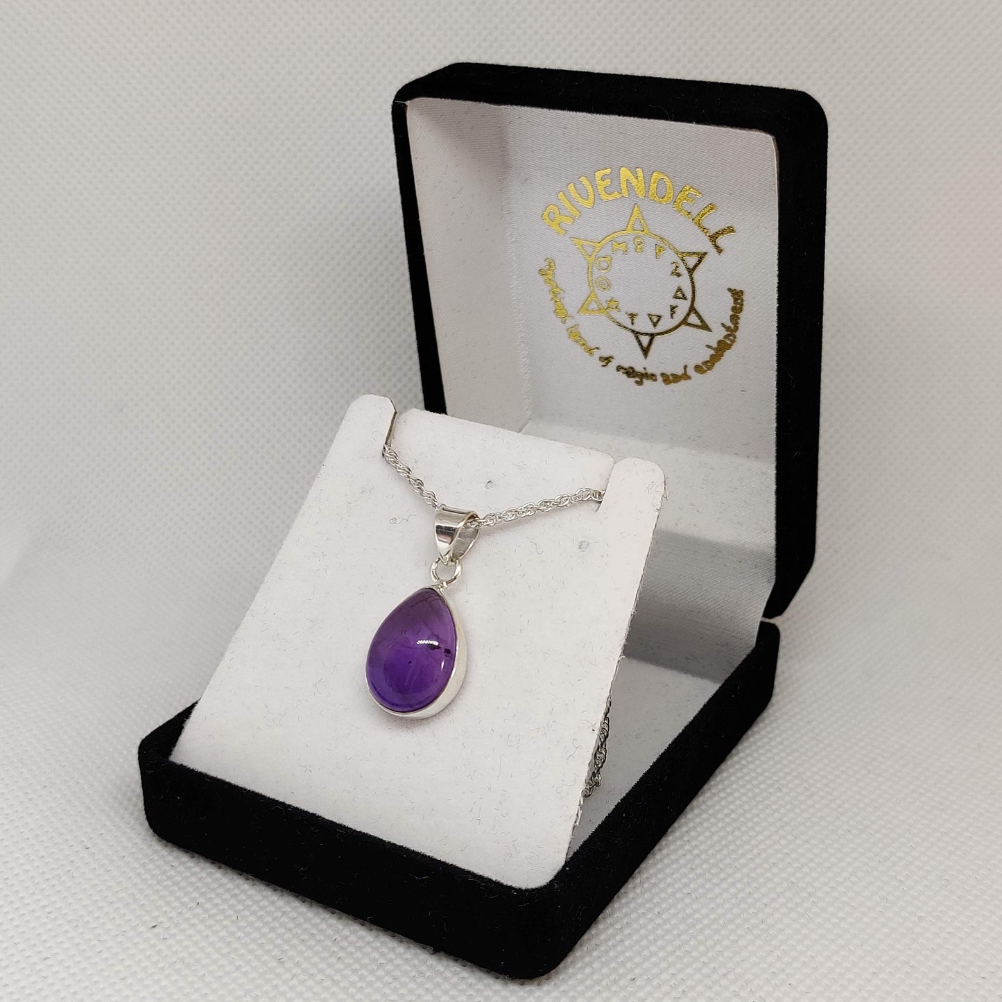 Teardrop Amethyst 925 Sterling Silver Pendant - Rivendell Shop