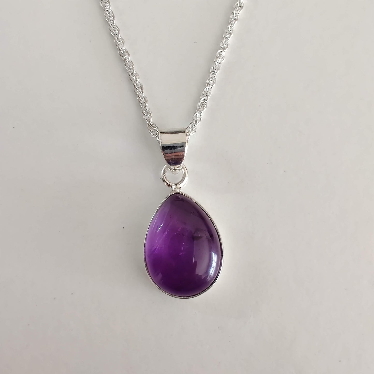Teardrop Amethyst 925 Sterling Silver Pendant - Rivendell Shop