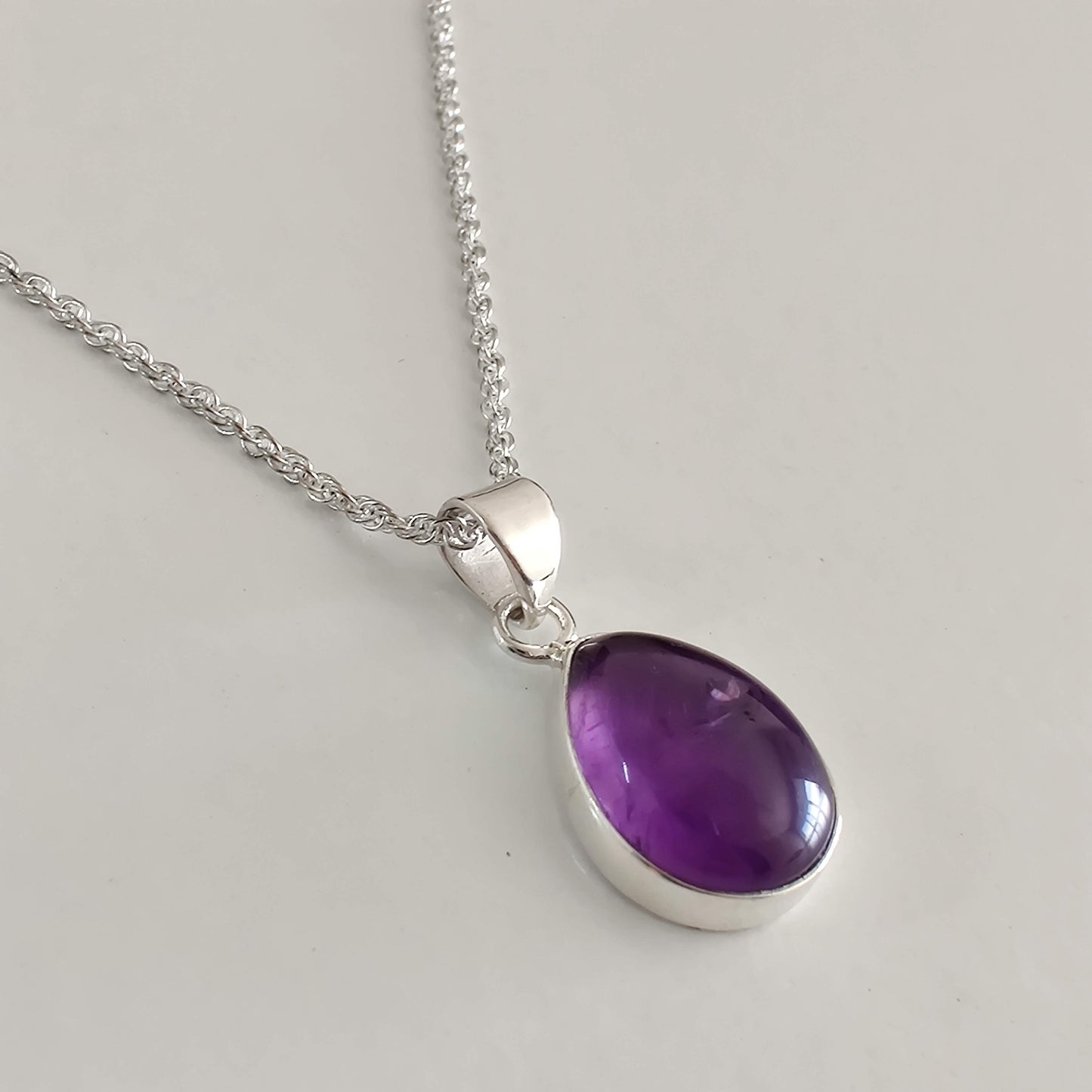Teardrop Amethyst 925 Sterling Silver Pendant - Rivendell Shop
