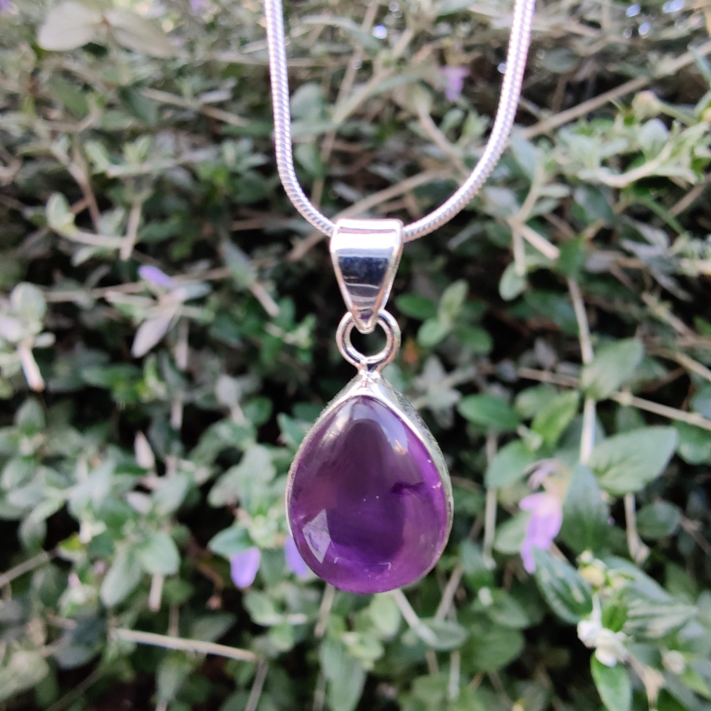 Teardrop Amethyst 925 Sterling Silver Pendant - Rivendell Shop