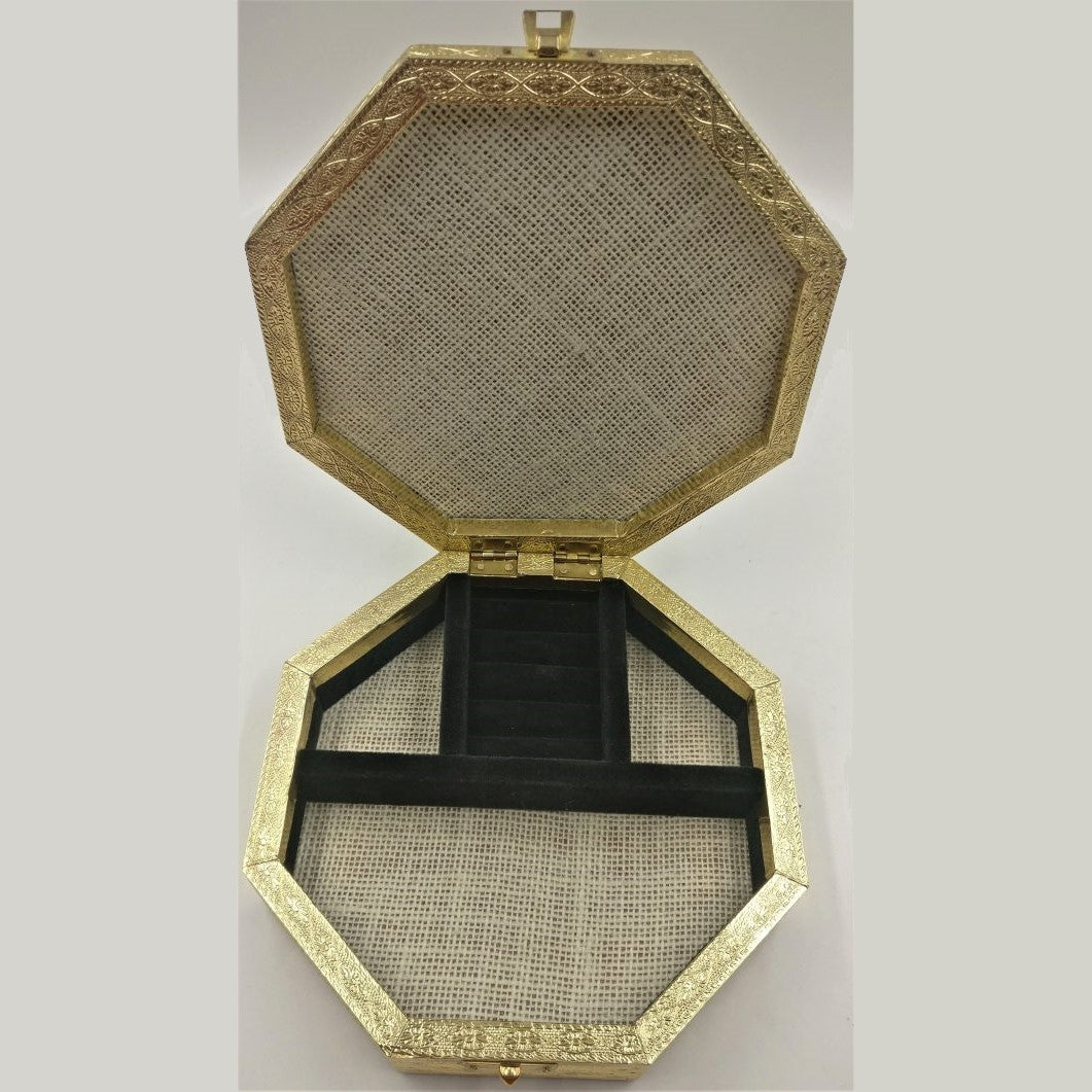 Gold Butterfly Hexagonal Jewellery Box - Rivendell Shop