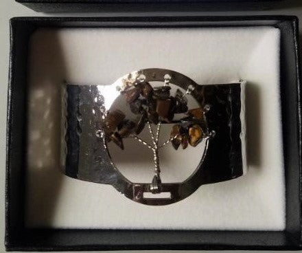 Tiger's Eye Tree of Life Silver Plated Bracelet - Rivendell Shop