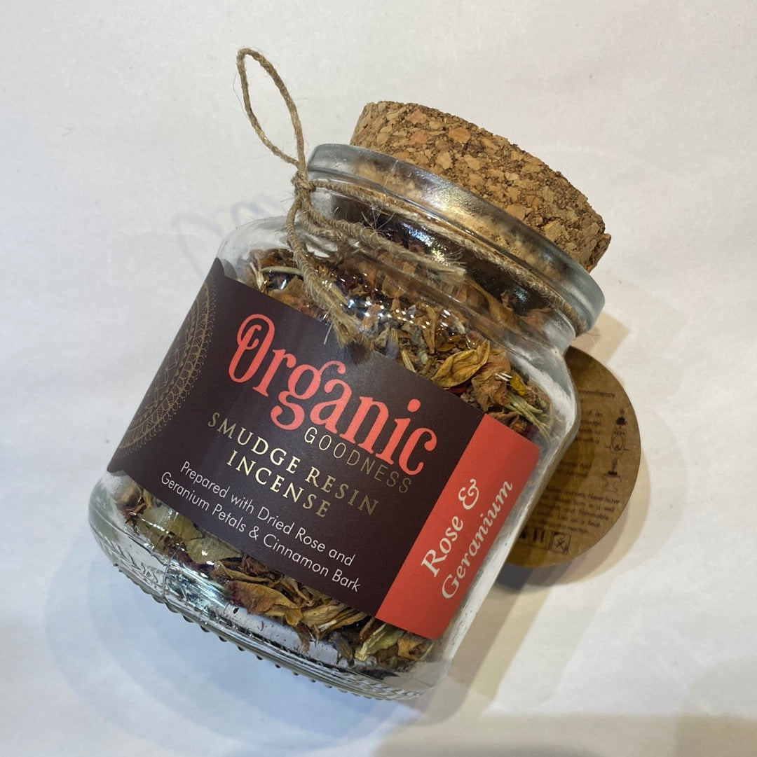 Organic smudge resin - Rose and Geranium - Rivendell Shop