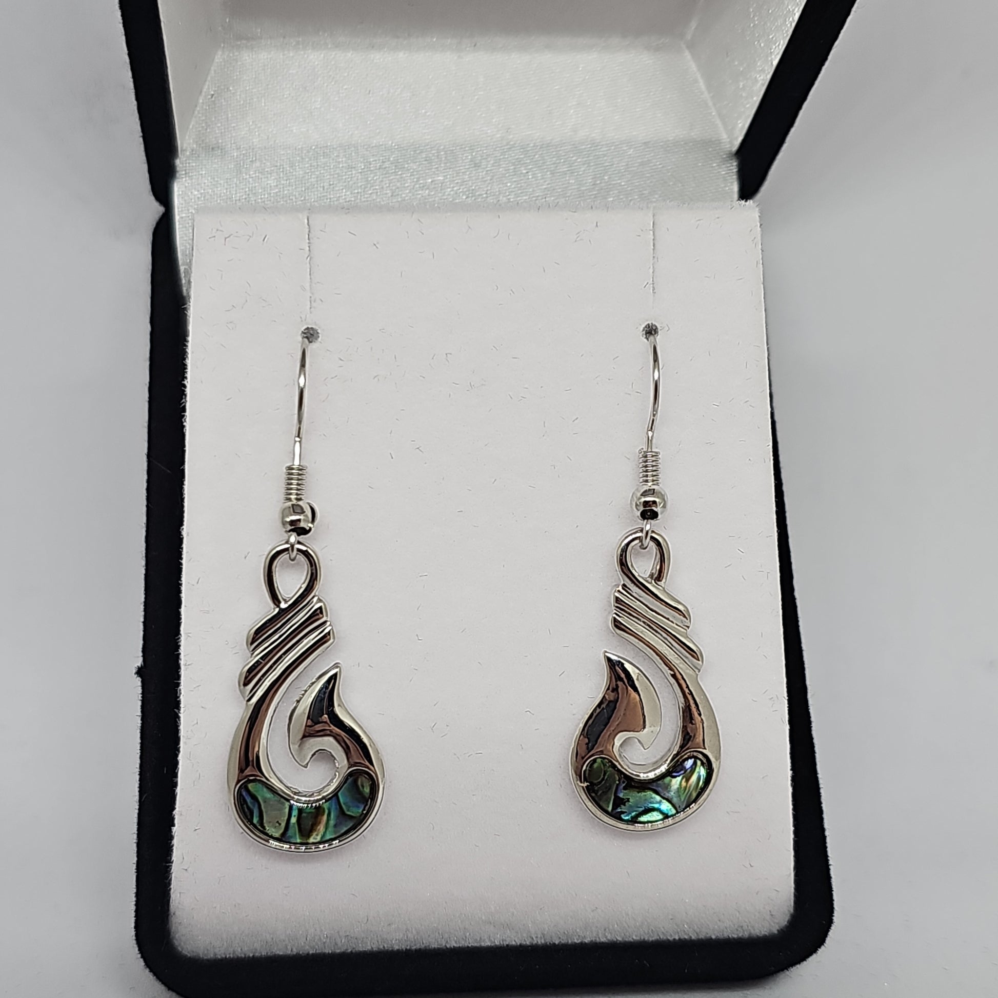 Paua earrings - hei matau - Rivendell Shop