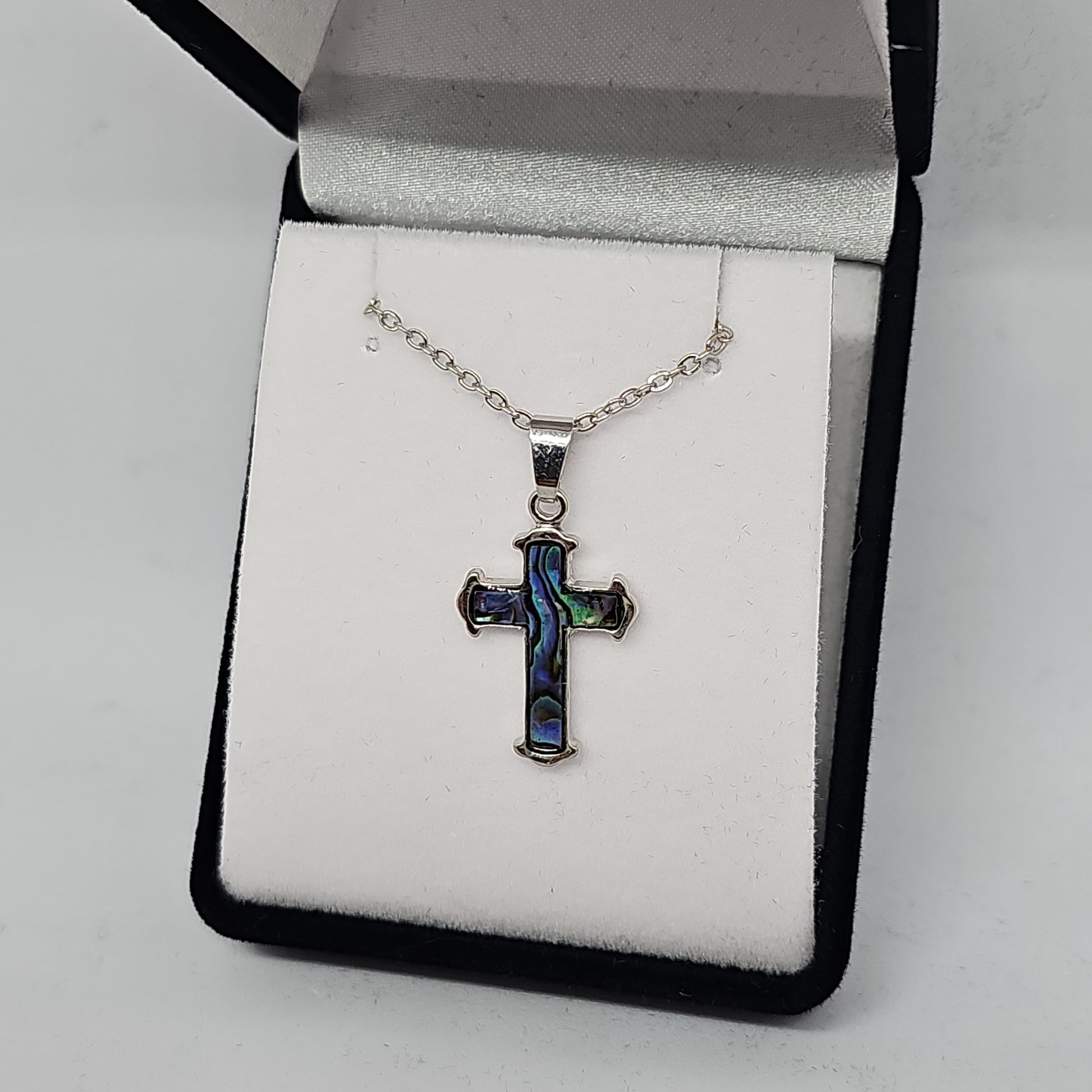 Paua pendant - cross - Rivendell Shop