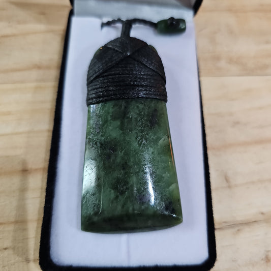 Extra Large Greenstone Toki Pendant 70x35 mm - Rivendell Shop