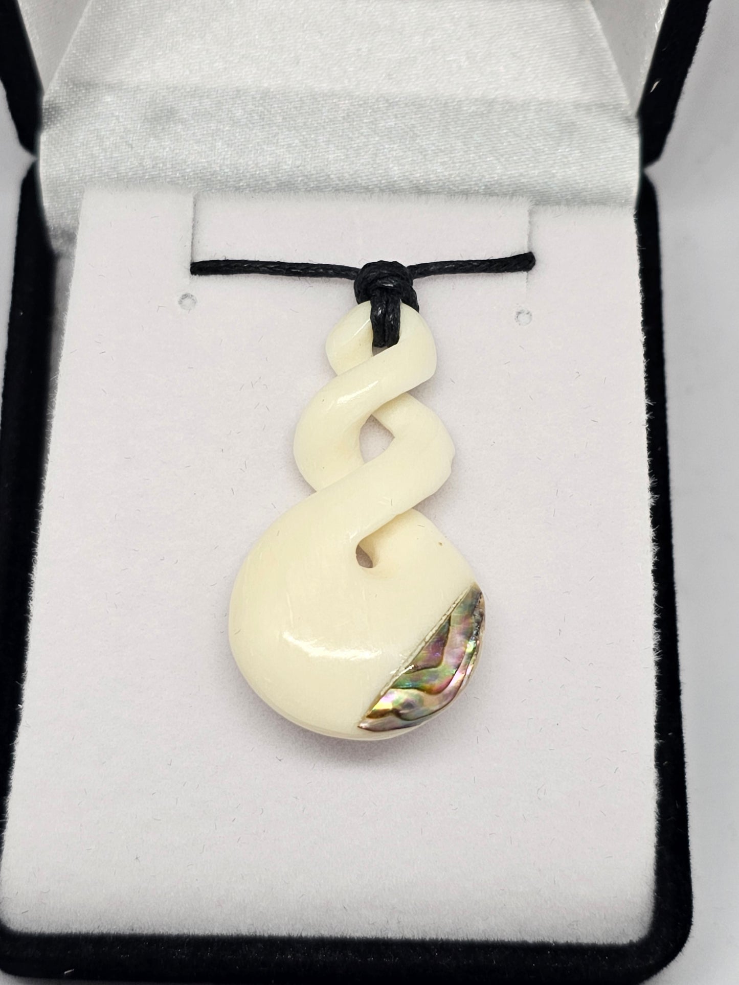 Handcarved Bone Pendant with Paua - Rivendell Shop