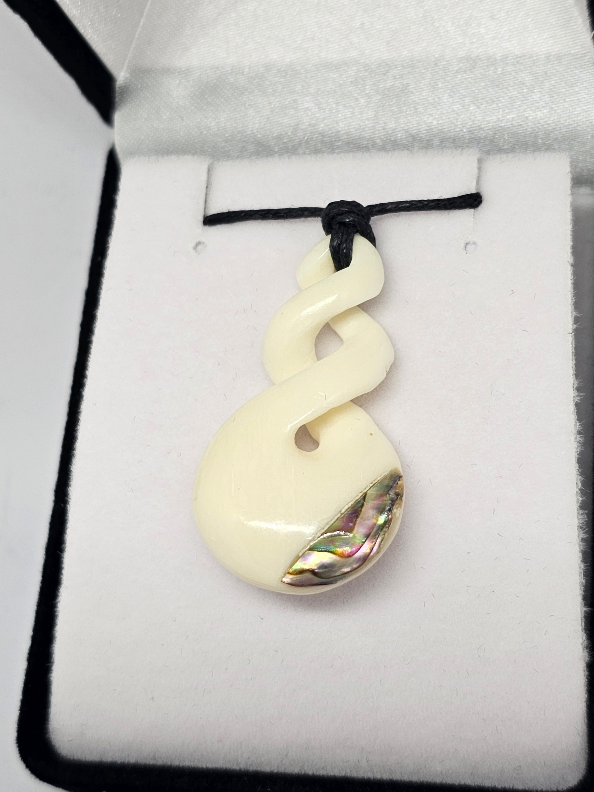 Handcarved Bone Pendant with Paua - Rivendell Shop