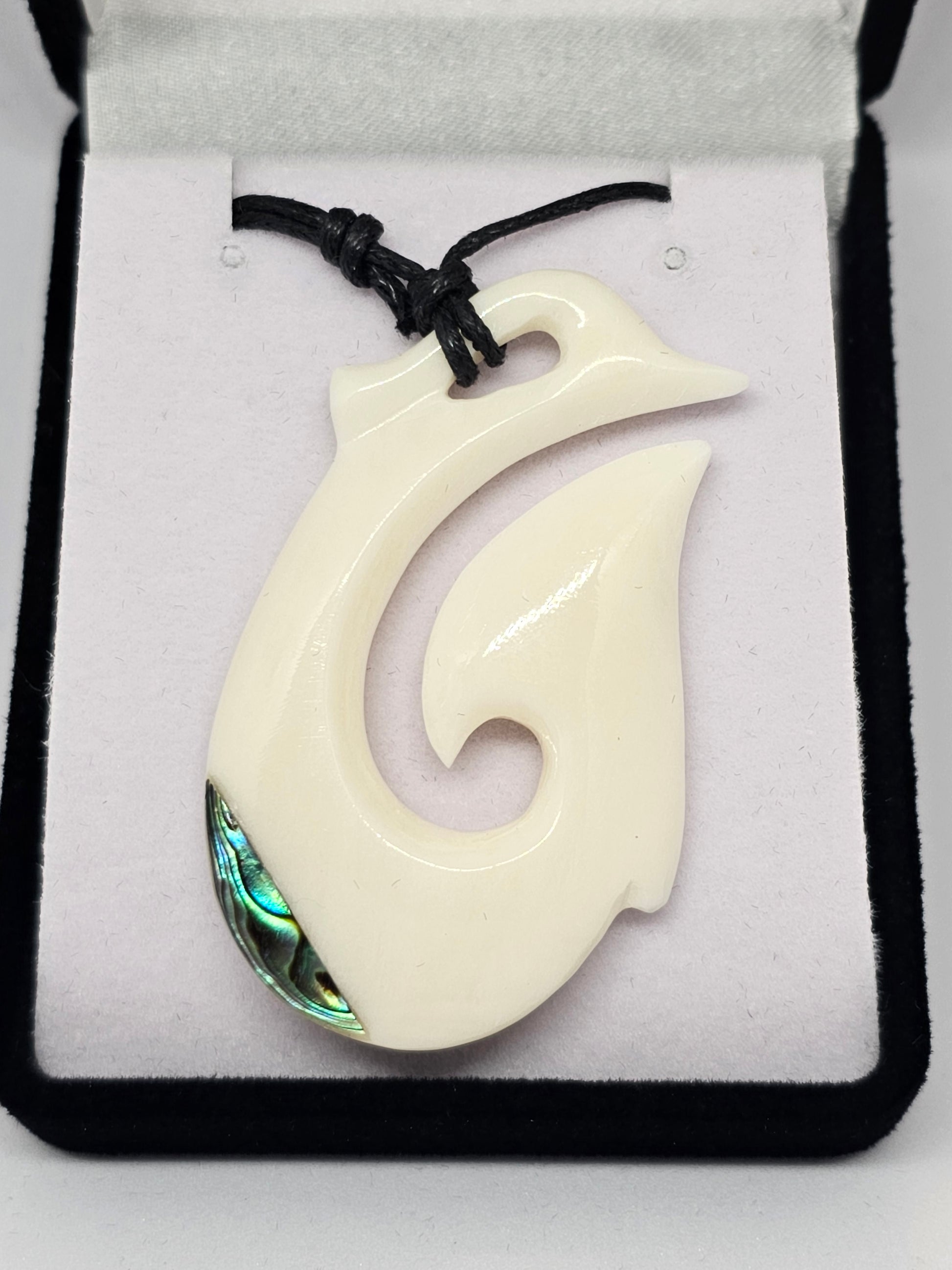 Handcarved Bone Pendant with Paua - Rivendell Shop