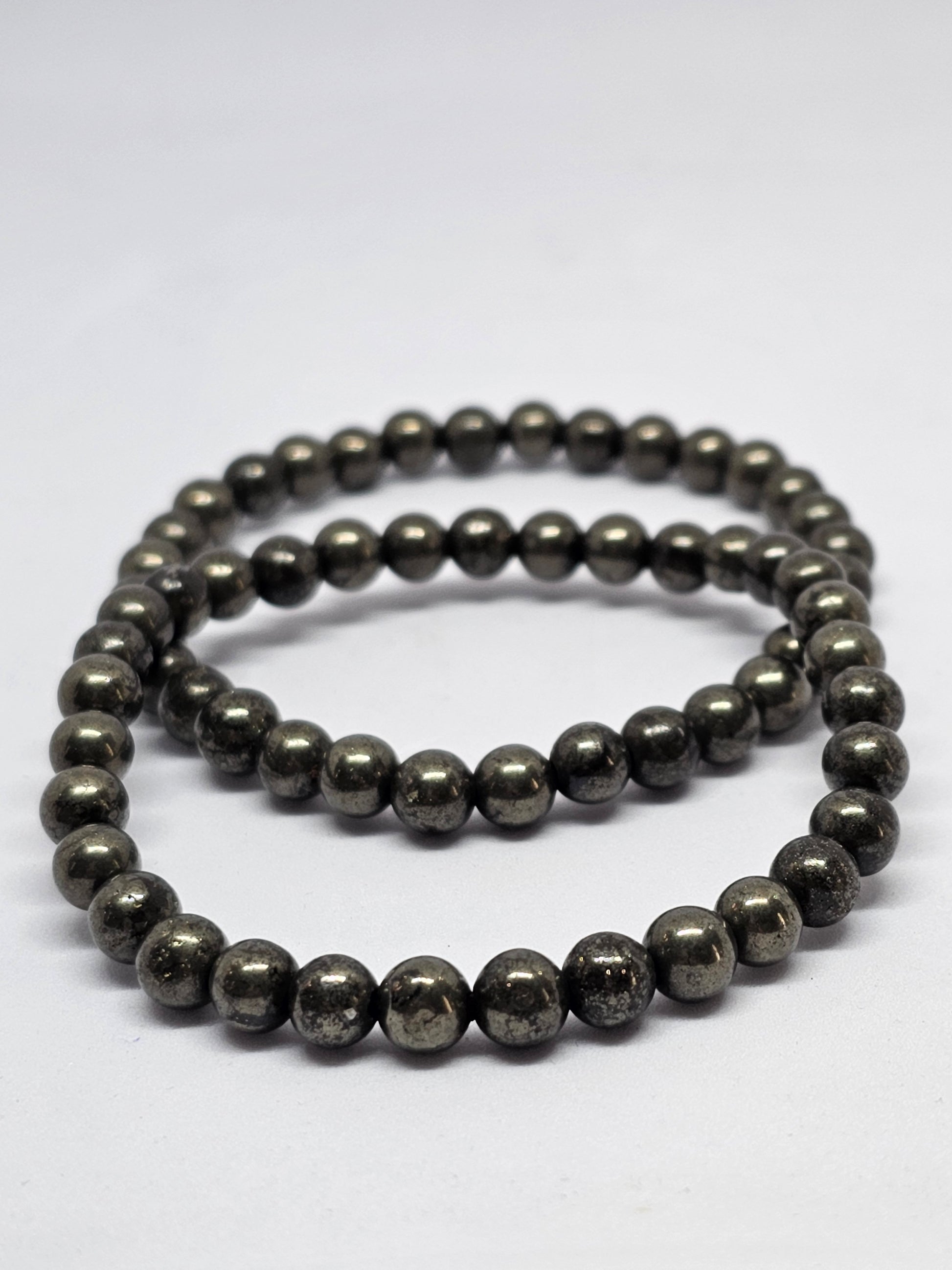 Pyrite Round Bead Crystal Bracelet - Rivendell Shop