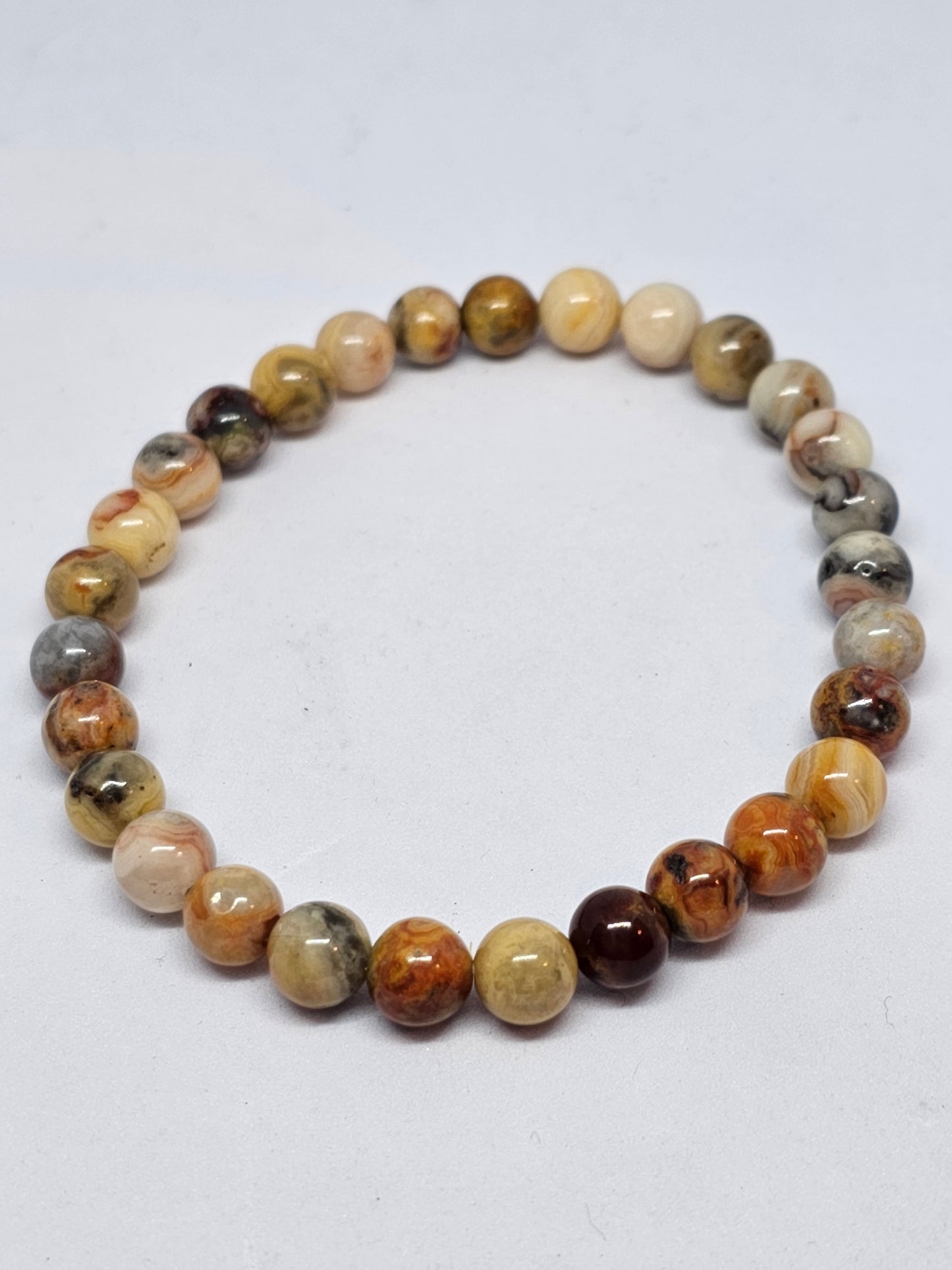 Crazy Lace Agate Round Bead Bracelet - Rivendell Shop