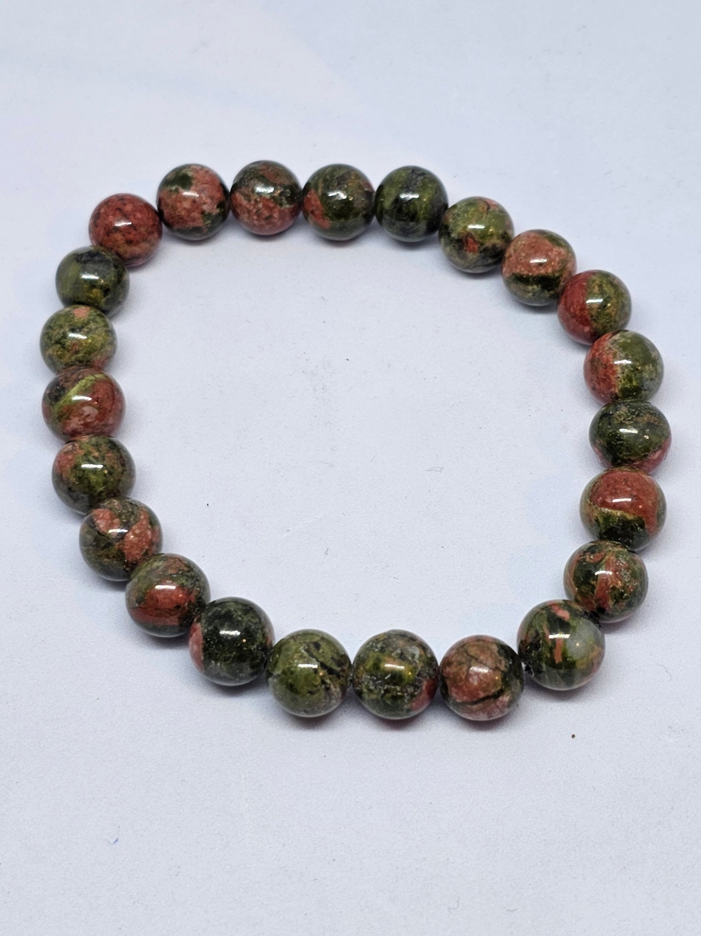 Unakite Round Bead Crystal Bracelet - Rivendell Shop