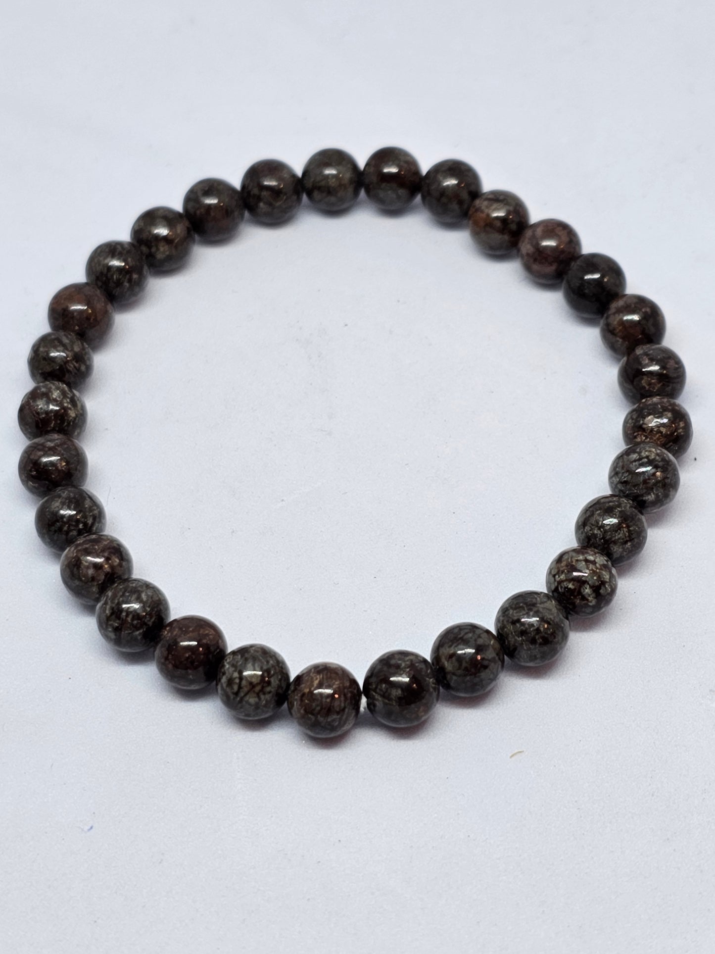 Brown Snowflake Obsidian Round Bead Crystal Bracelet - Rivendell Shop