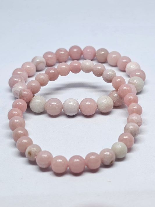 Pink Opal Round Bead Crystal Bracelet - Rivendell Shop