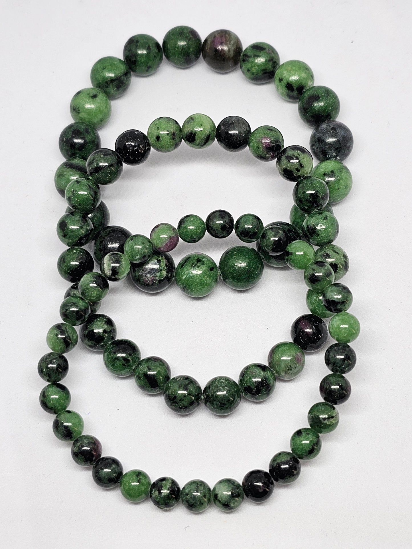 Ruby Zoisite Round Bead Crystal Bracelet - Rivendell Shop