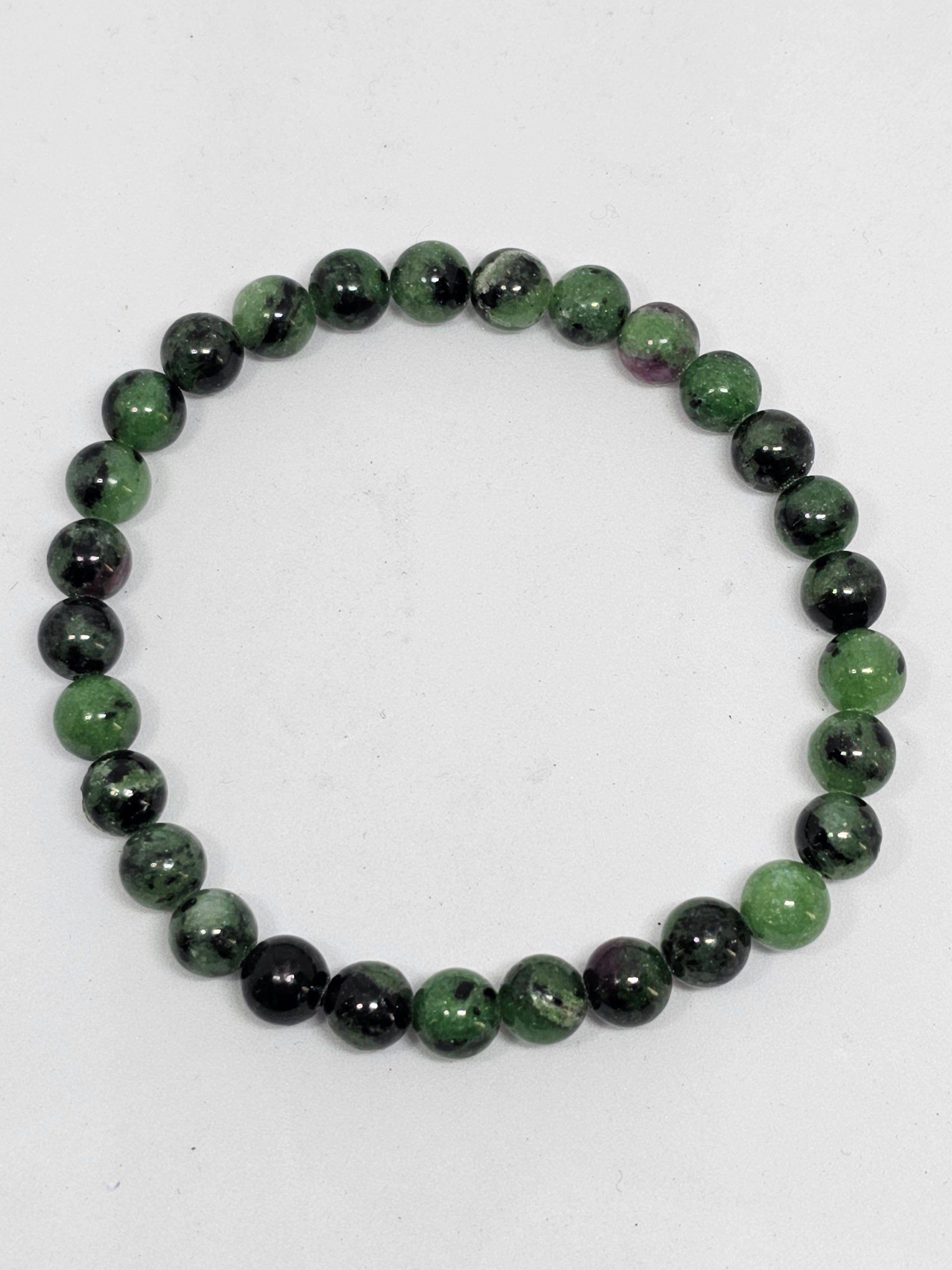 Ruby Zoisite Round Bead Crystal Bracelet - Rivendell Shop