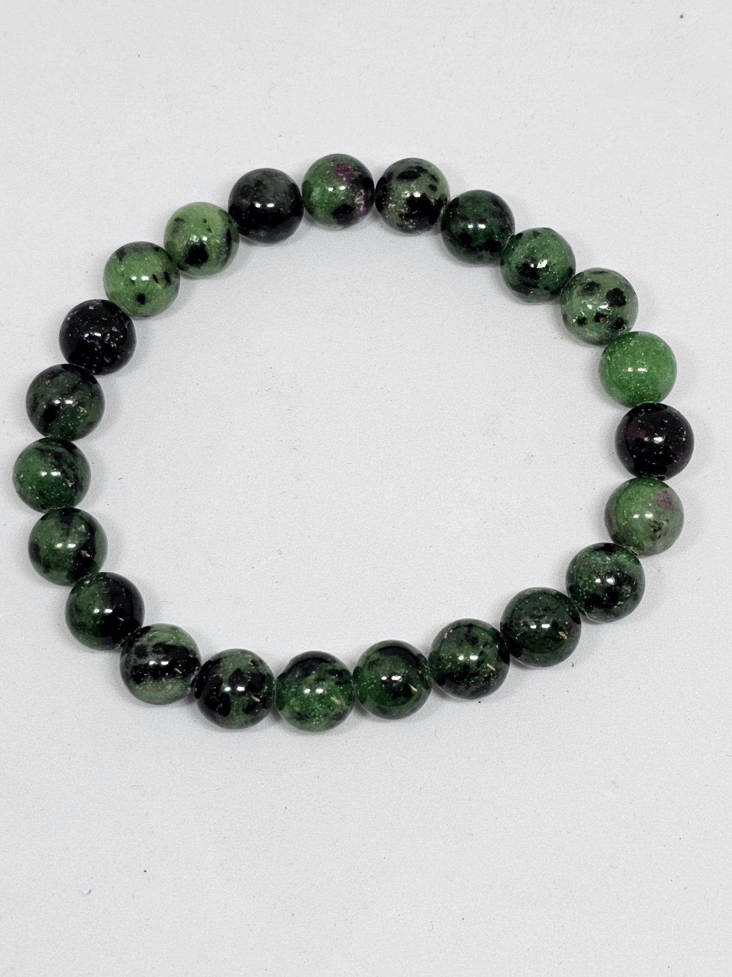 Ruby Zoisite Round Bead Crystal Bracelet - Rivendell Shop