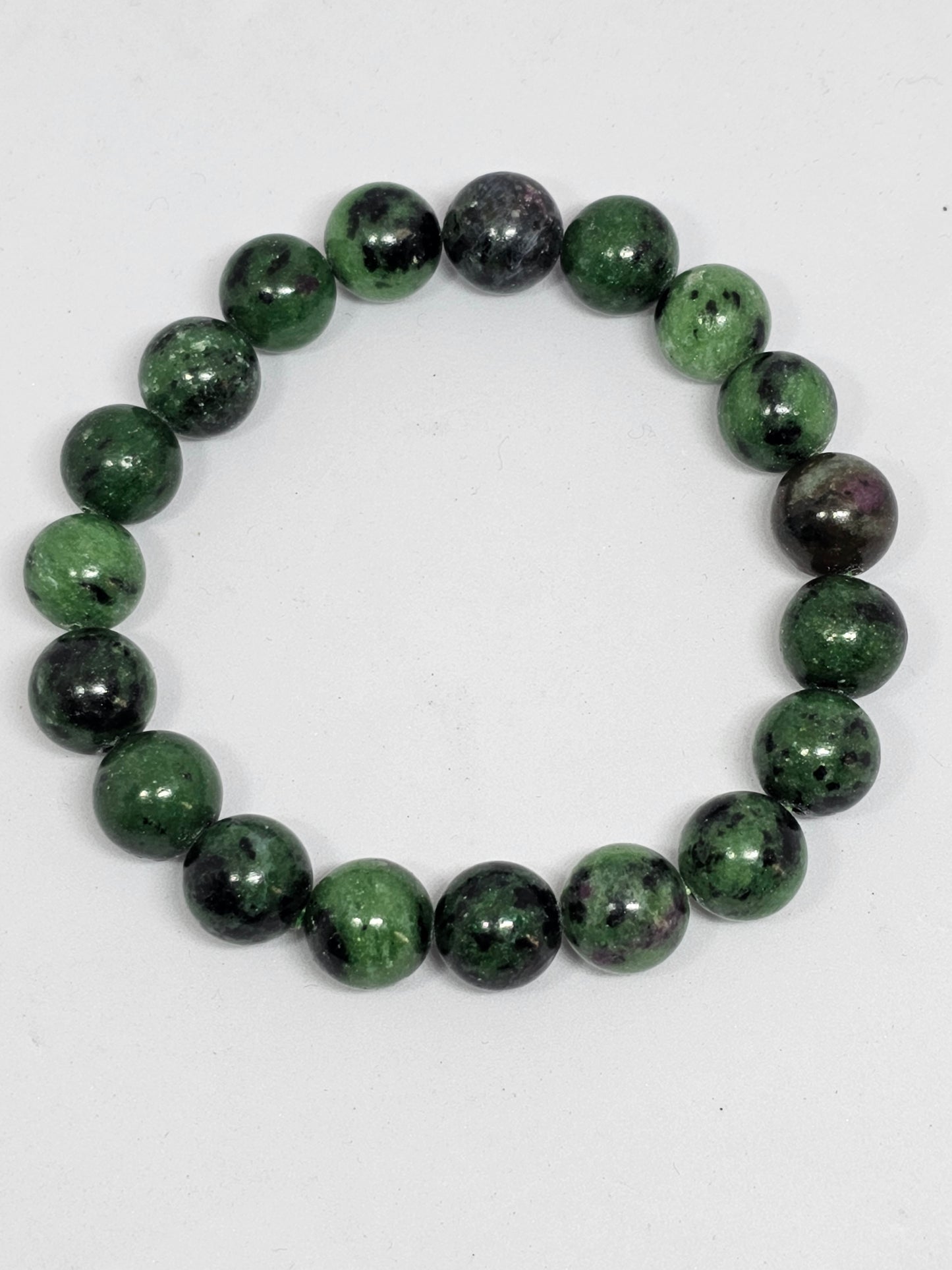 Ruby Zoisite Round Bead Crystal Bracelet - Rivendell Shop