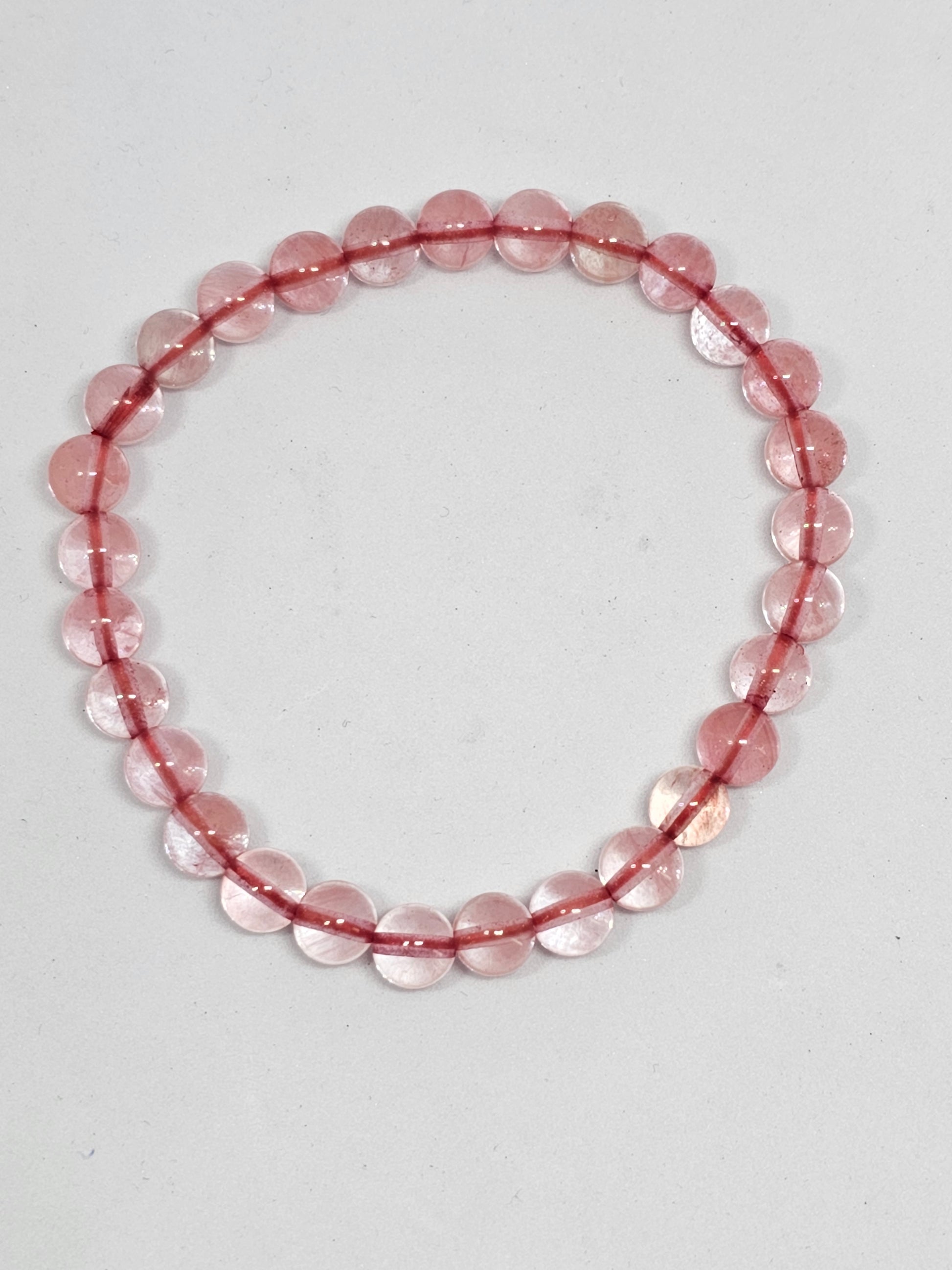 Cherry Quartz Round Bead Crystal Bracelet - Rivendell Shop