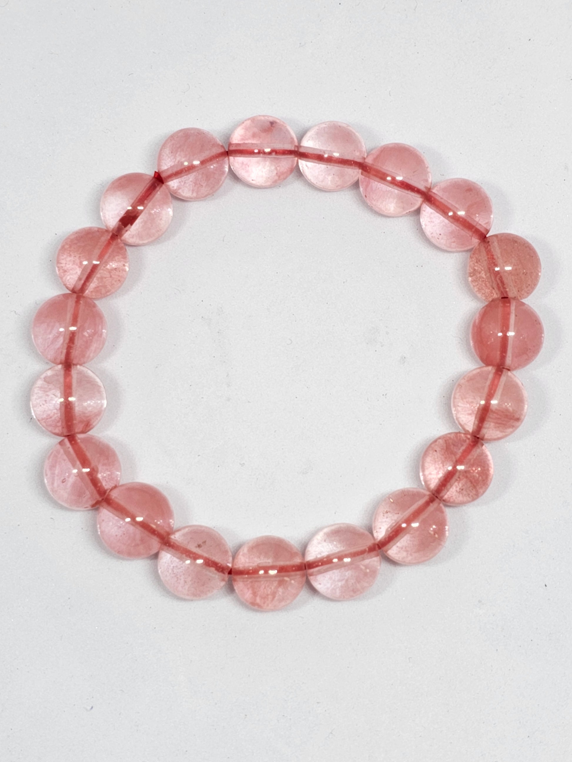 Cherry Quartz Round Bead Crystal Bracelet - Rivendell Shop