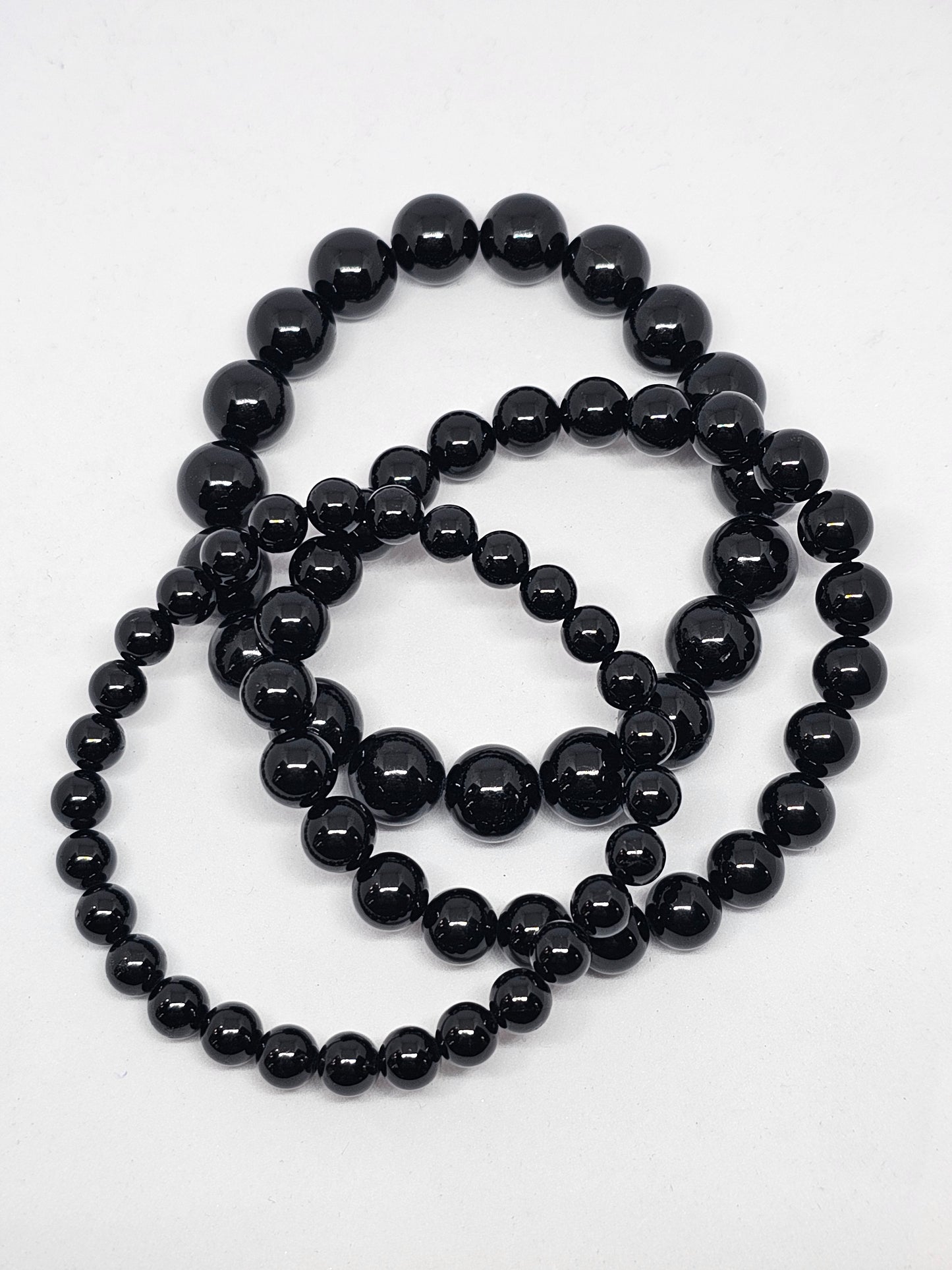 Black Tourmaline Round Bead Crystal Bracelet - Rivendell Shop