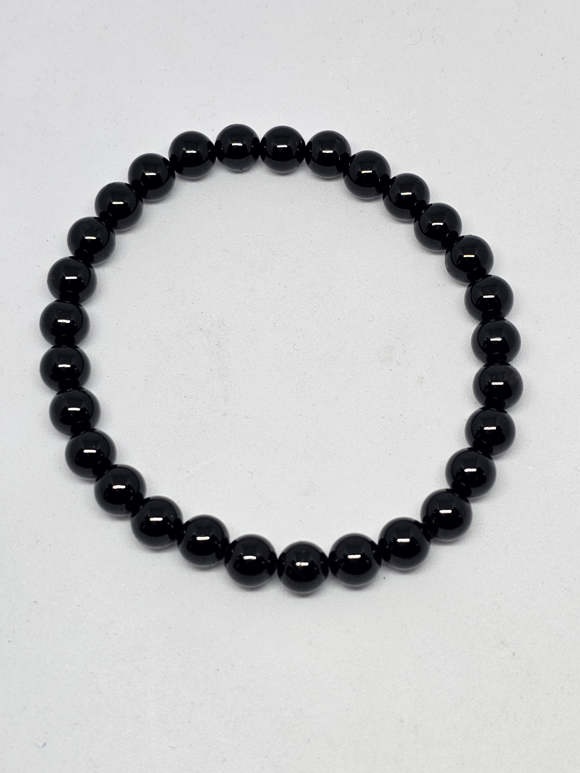 Black Tourmaline Round Bead Crystal Bracelet - Rivendell Shop