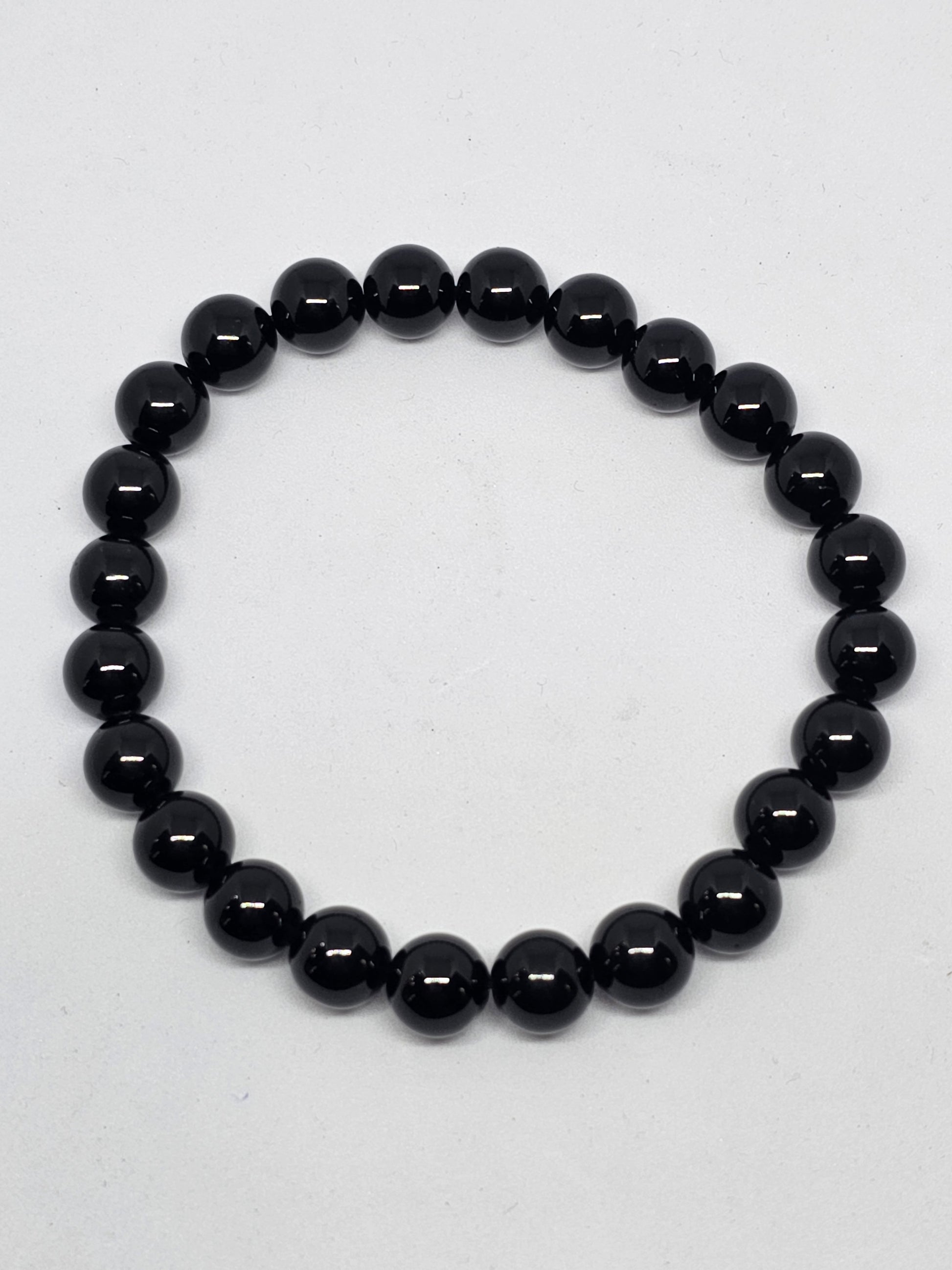 Black Tourmaline Round Bead Crystal Bracelet - Rivendell Shop