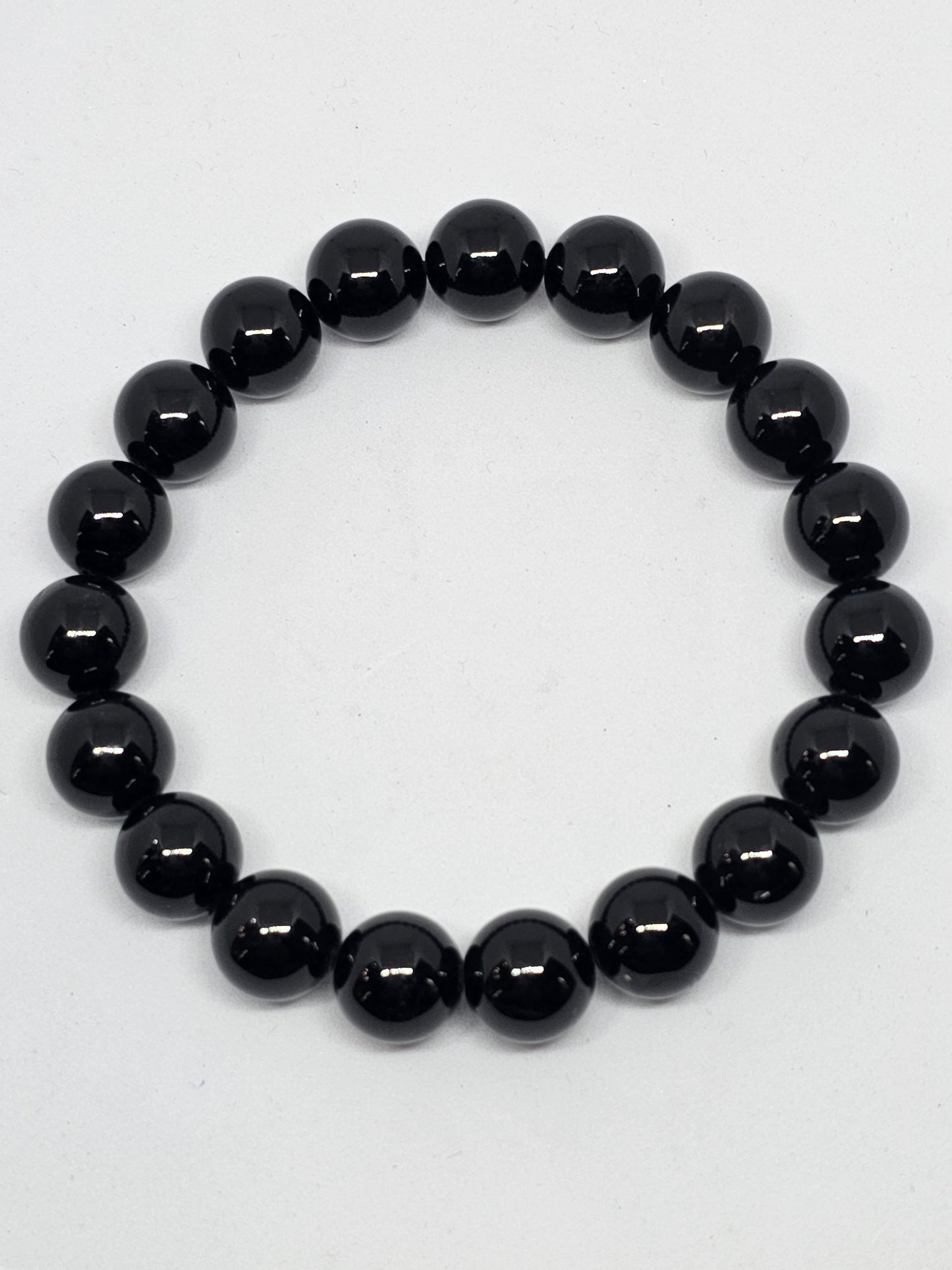 Black Tourmaline Round Bead Crystal Bracelet - Rivendell Shop