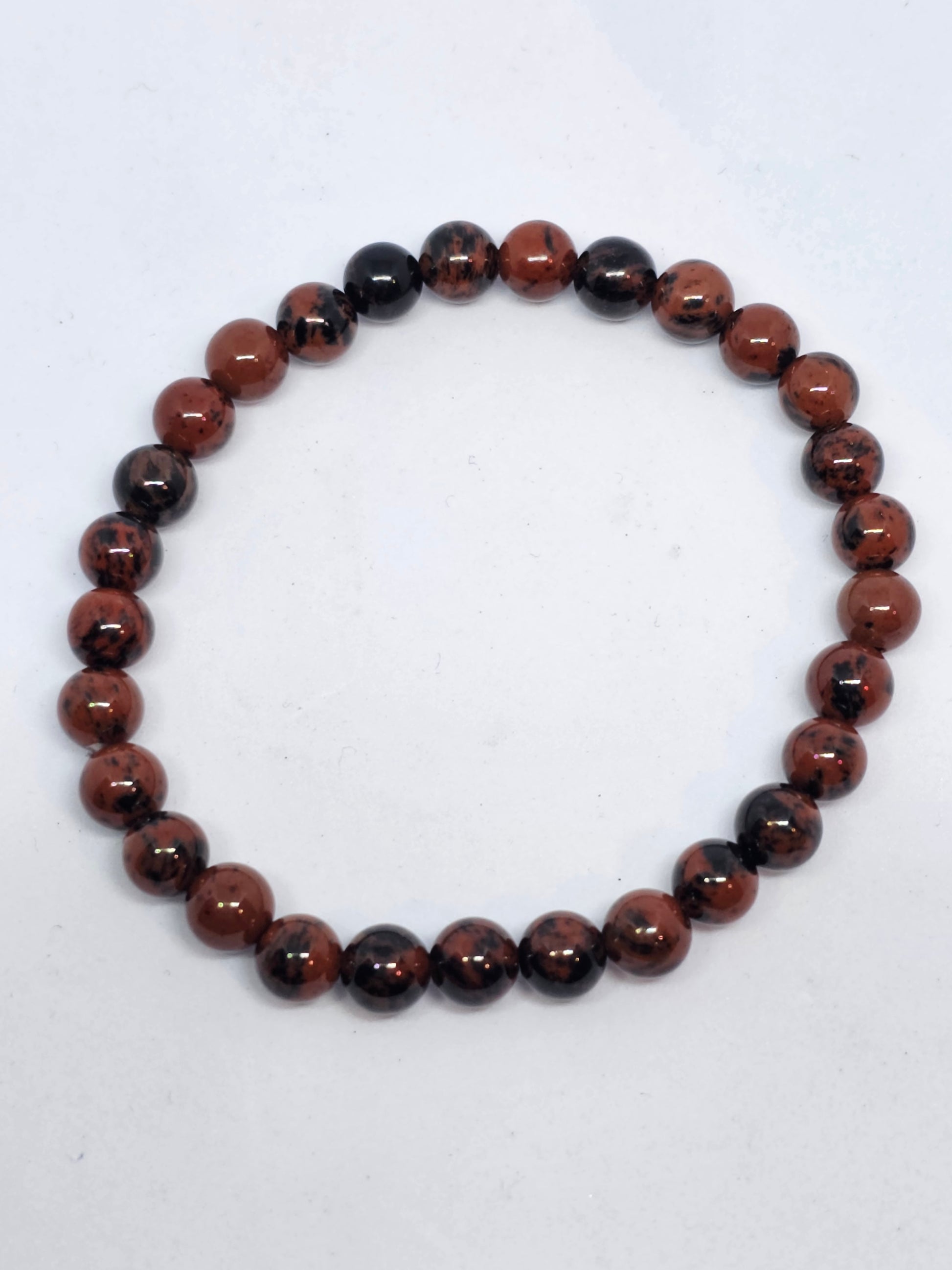 Mahogany Obsidian Round Bead Crystal Bracelet - Rivendell Shop