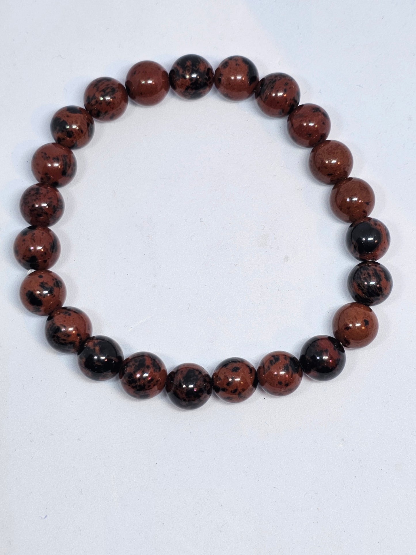 Mahogany Obsidian Round Bead Crystal Bracelet - Rivendell Shop