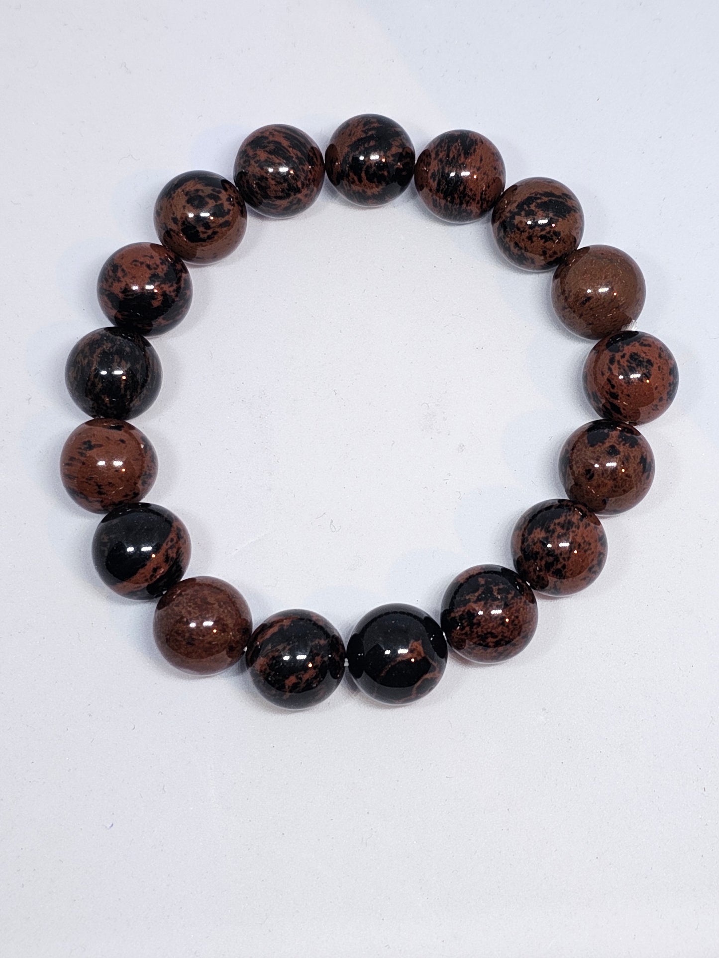 Mahogany Obsidian Round Bead Crystal Bracelet - Rivendell Shop