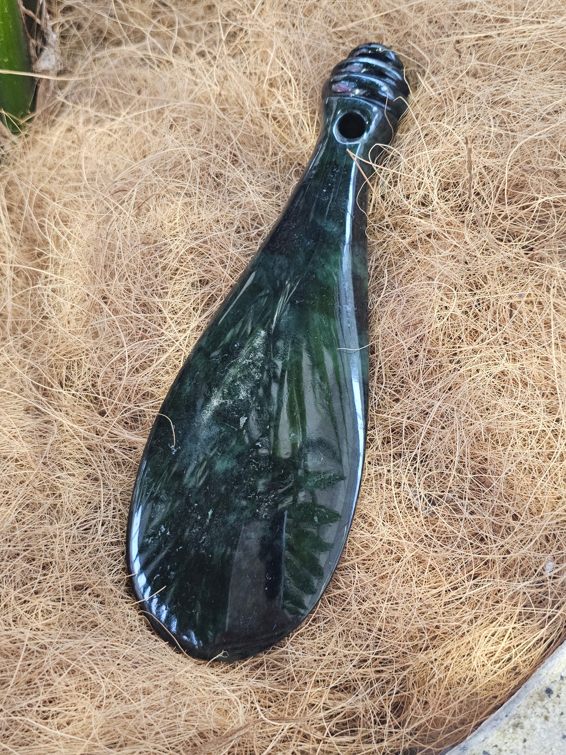 Extra Large Pounamu Greenstone Patu Club Pendant 120x60 mm - Rivendell Shop