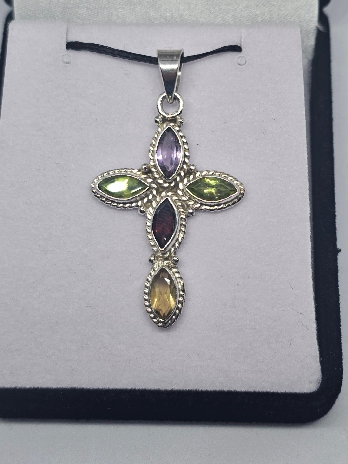 Multi Crystal Cross Pendant - Rivendell Shop