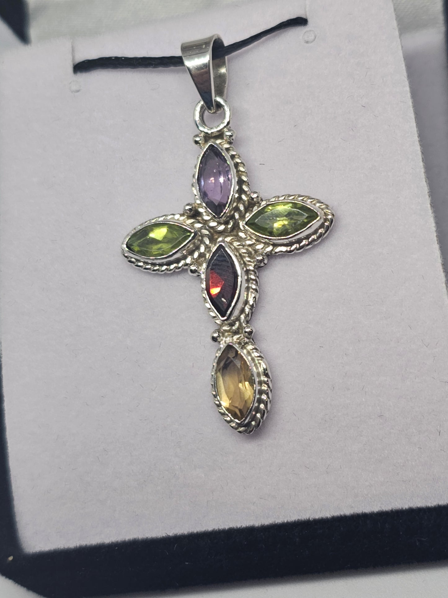 Multi Crystal Cross Pendant - Rivendell Shop