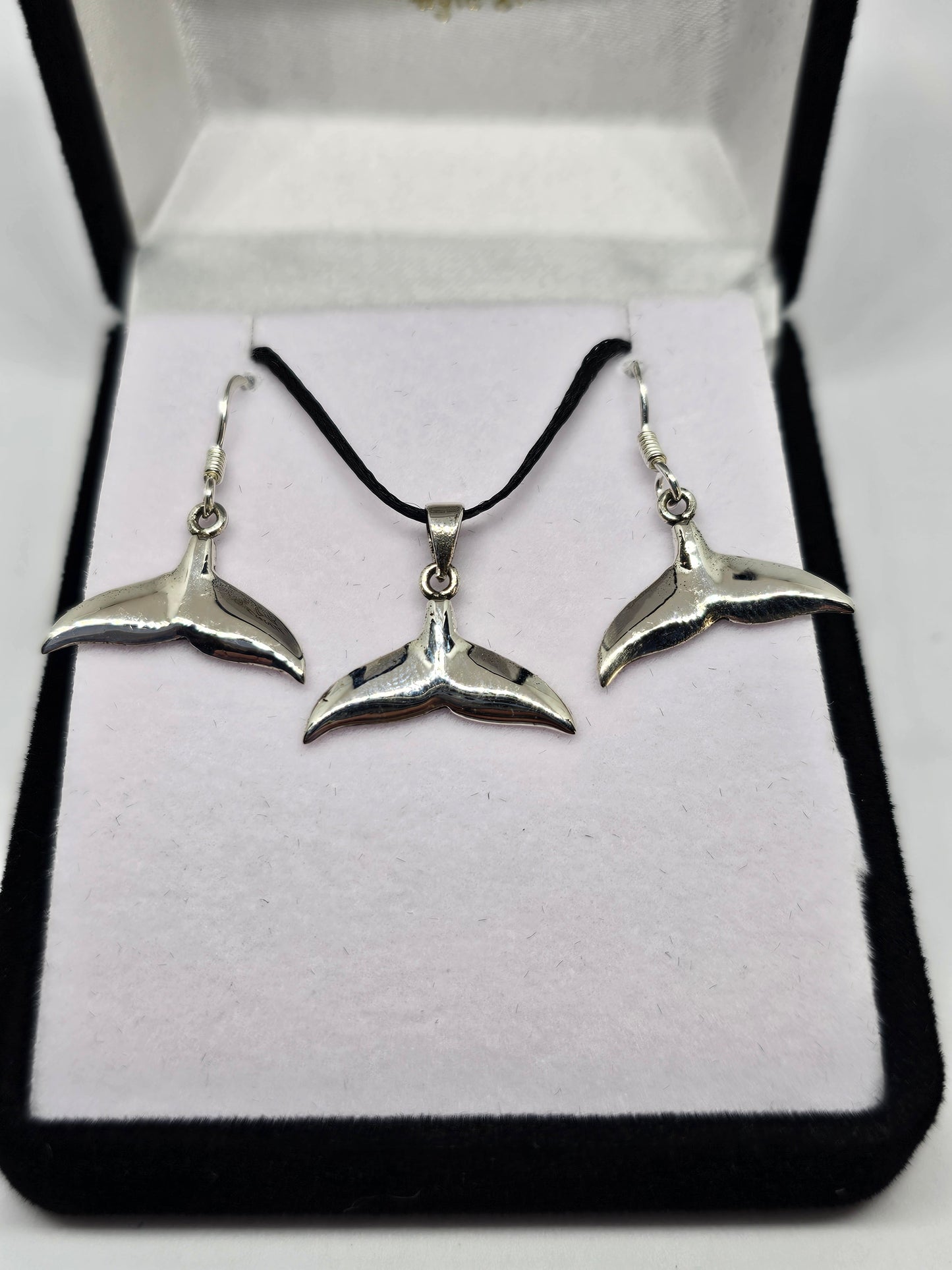 Whale Tail Pendant & Earrings Set