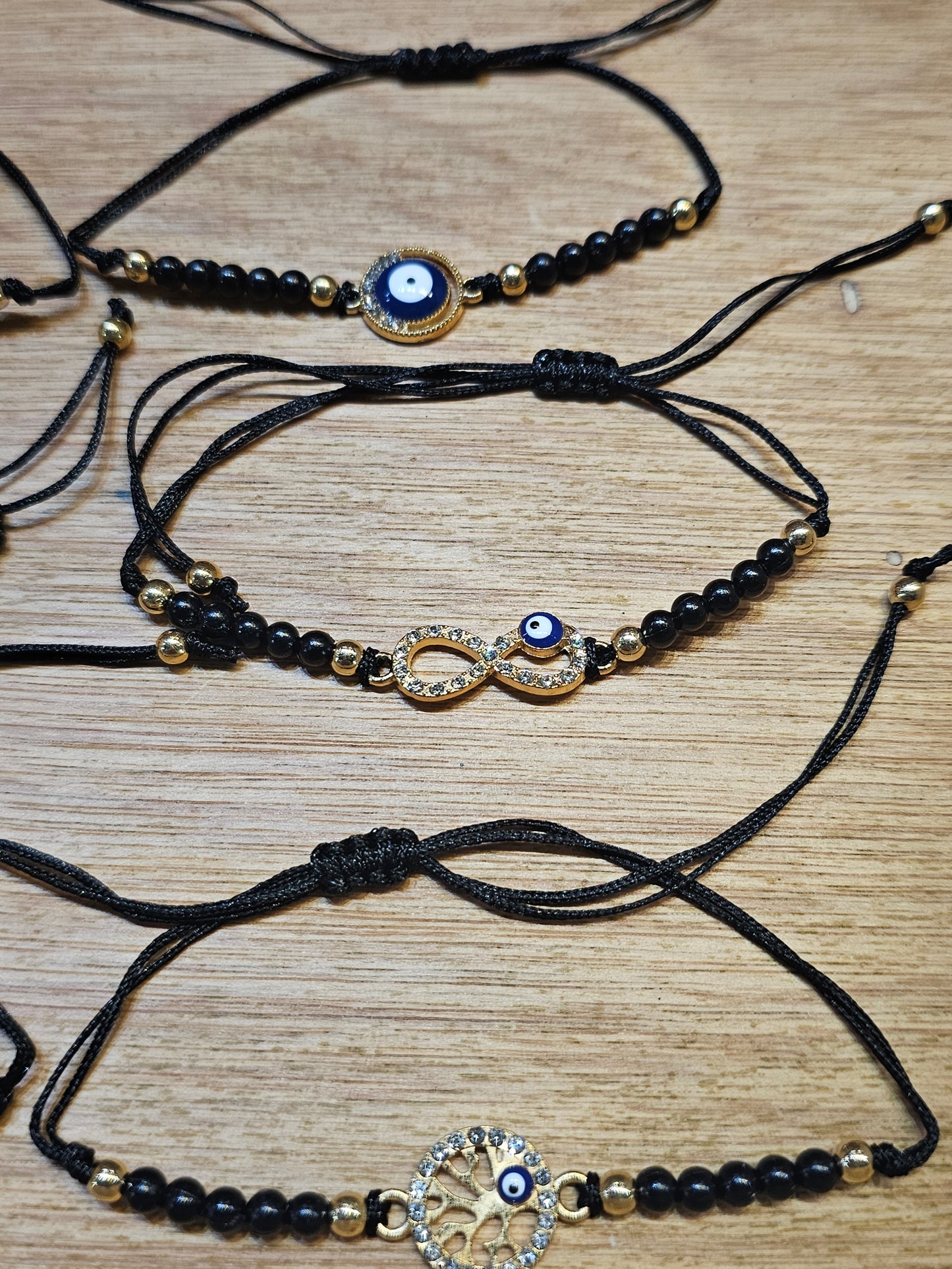 Evil Eye Wax Bracelet - Black & Gold Assorted